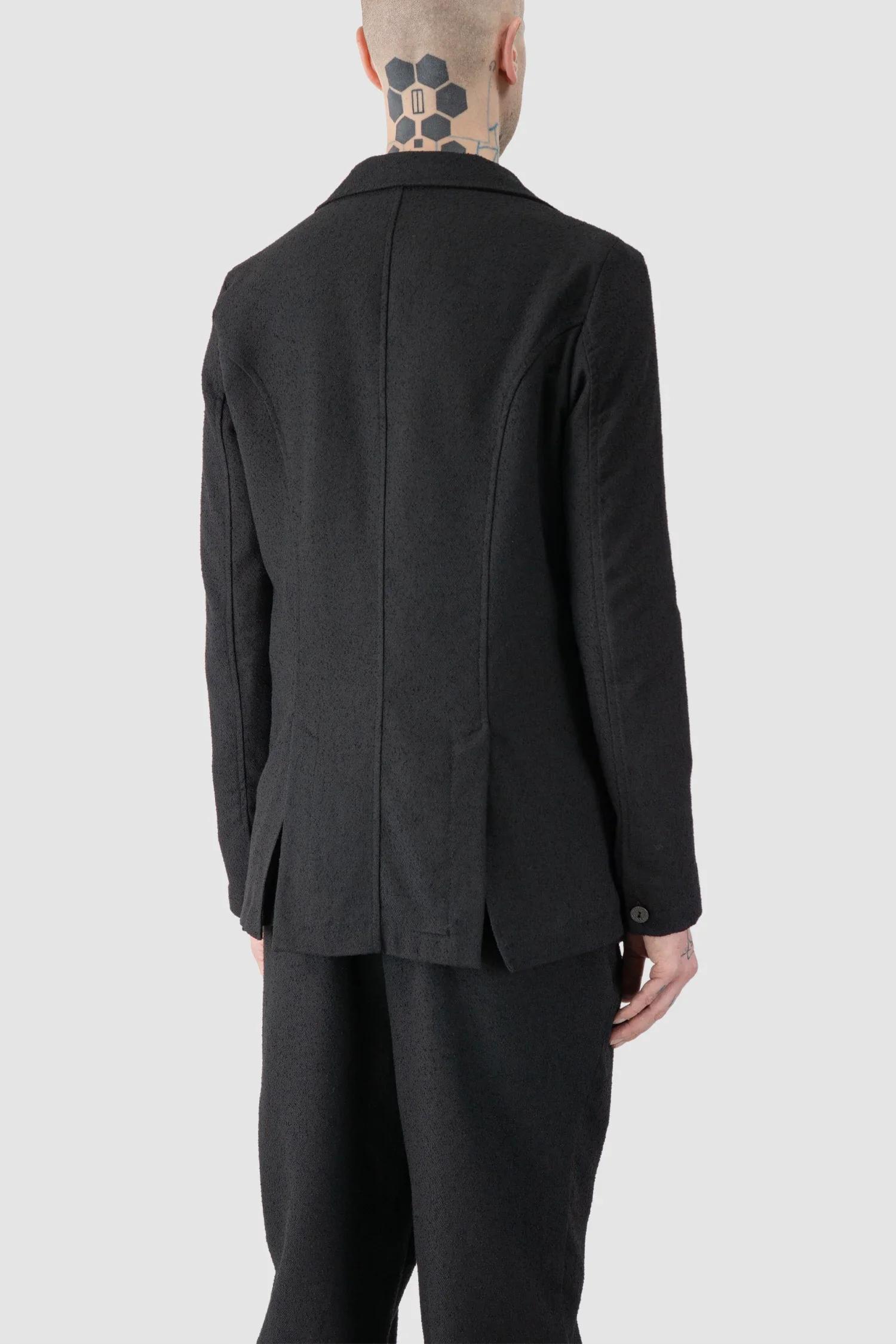 Black Single Button Soft Bouclé Blazer - Image 5