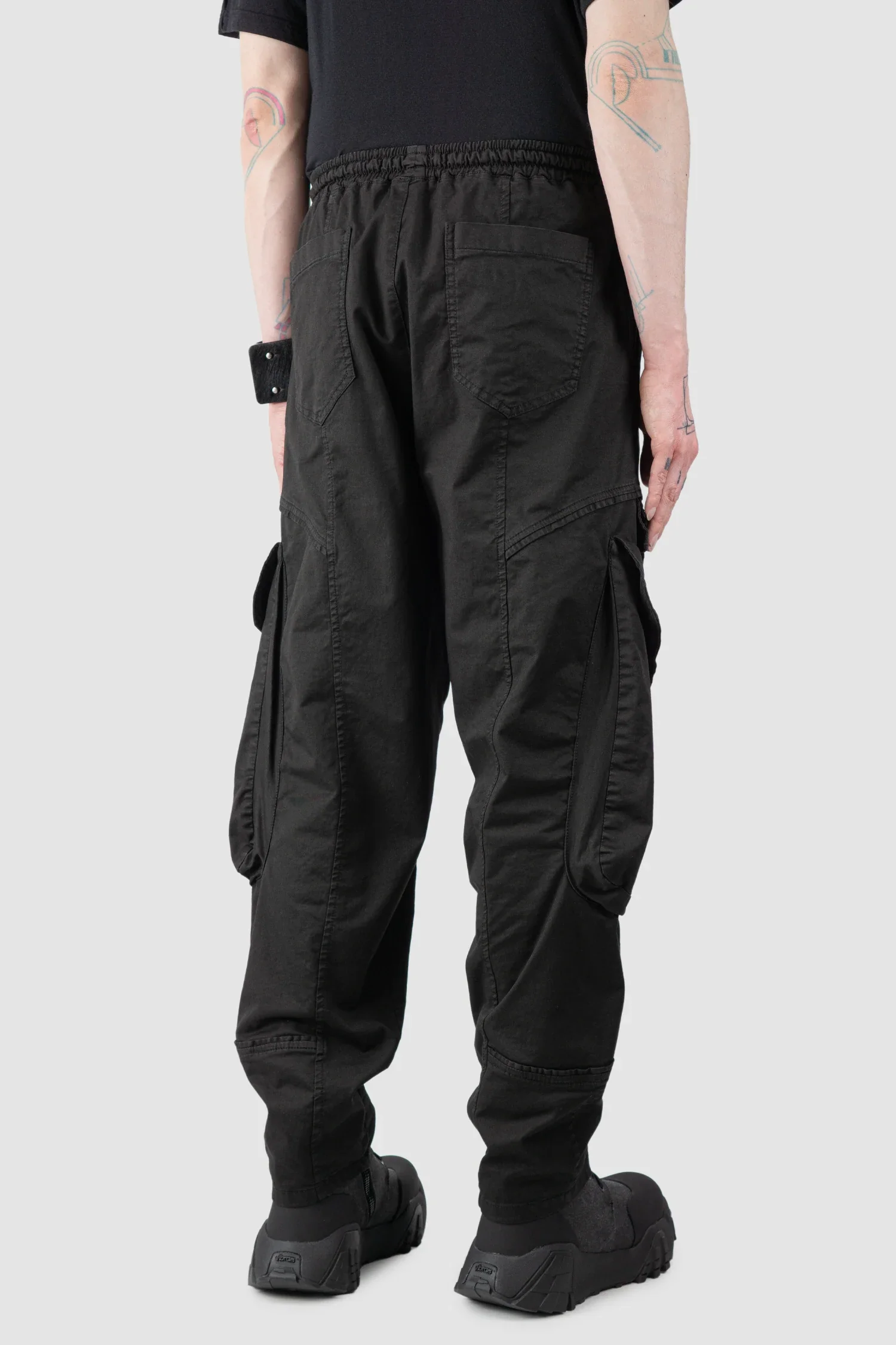 Black Stretch Denim Cargo Trousers - Image 6
