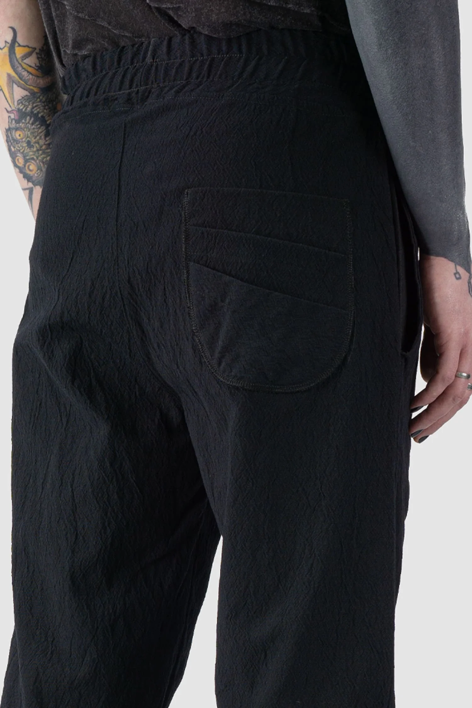 Black Elastic Cotton Viscose Blend Trousers - Image 5