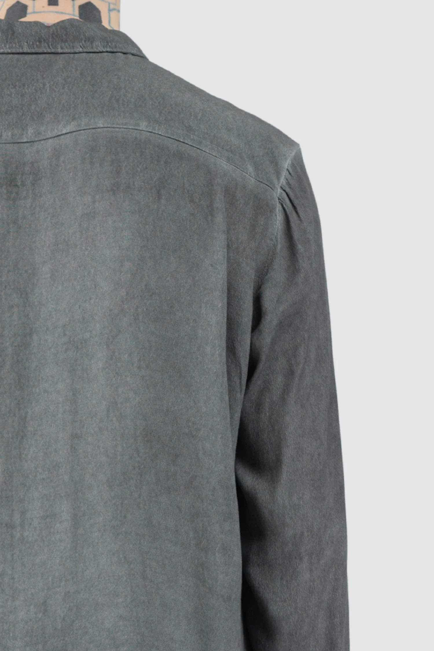 Grey Cold Dyed Button Up Viscose Shirt - Image 5
