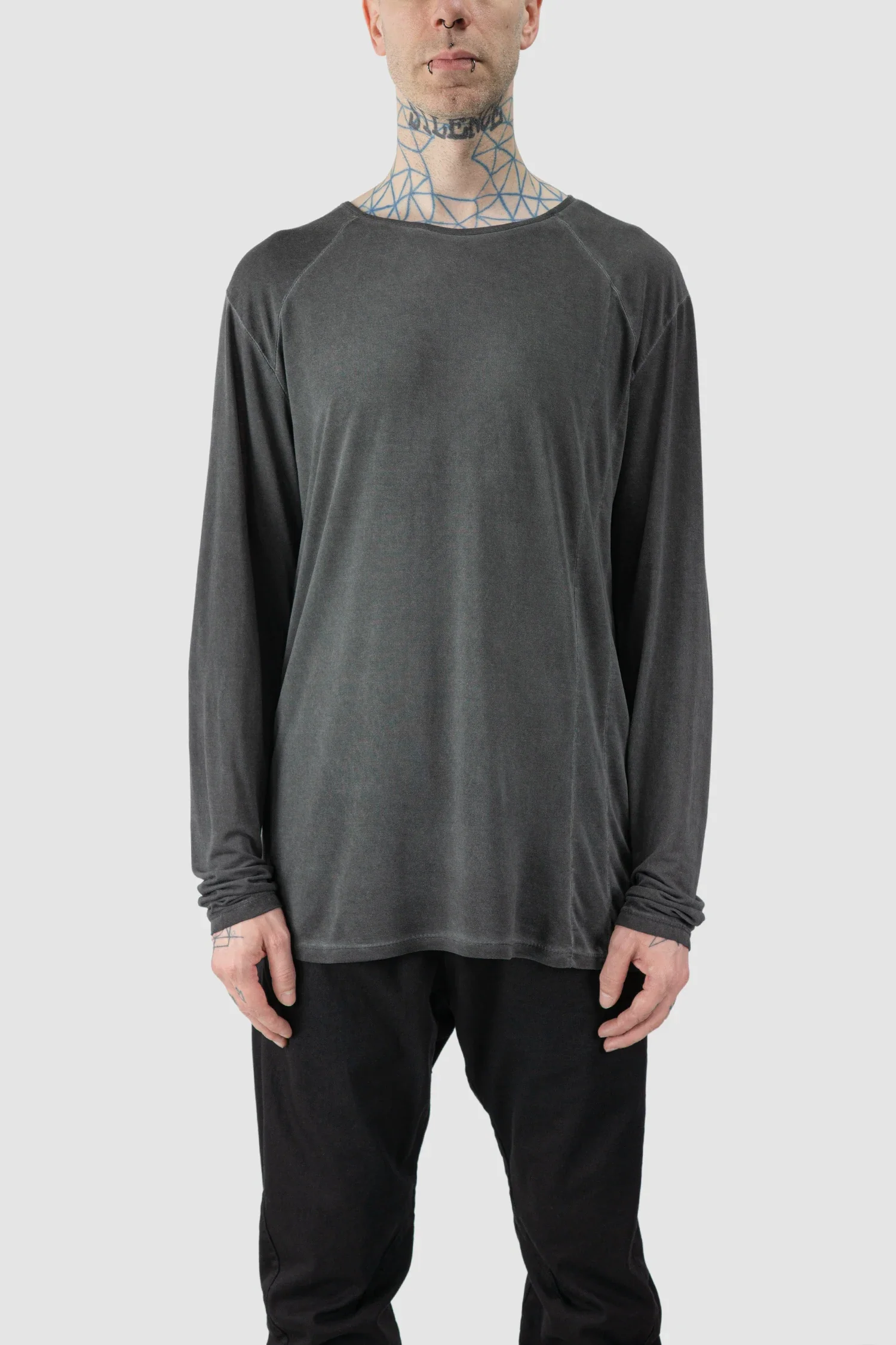 Grey Object Dyed Soft Lyocell Long Sleeve