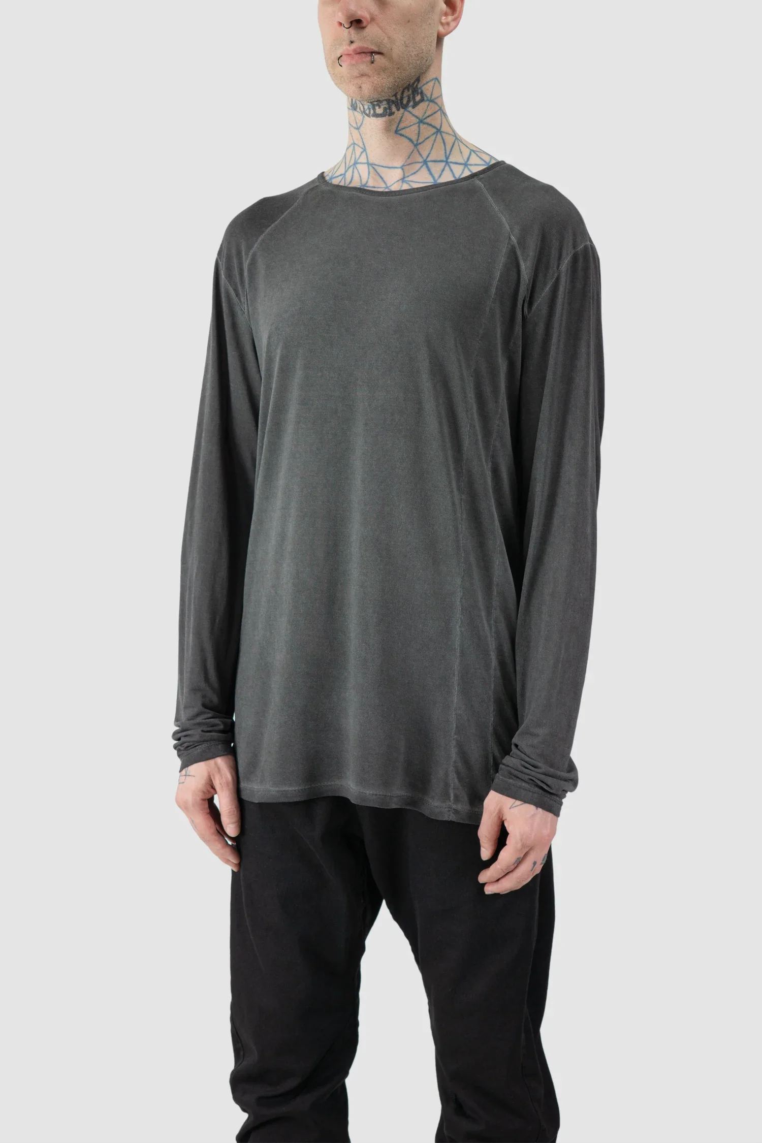 Grey Object Dyed Soft Lyocell Long Sleeve - Image 2
