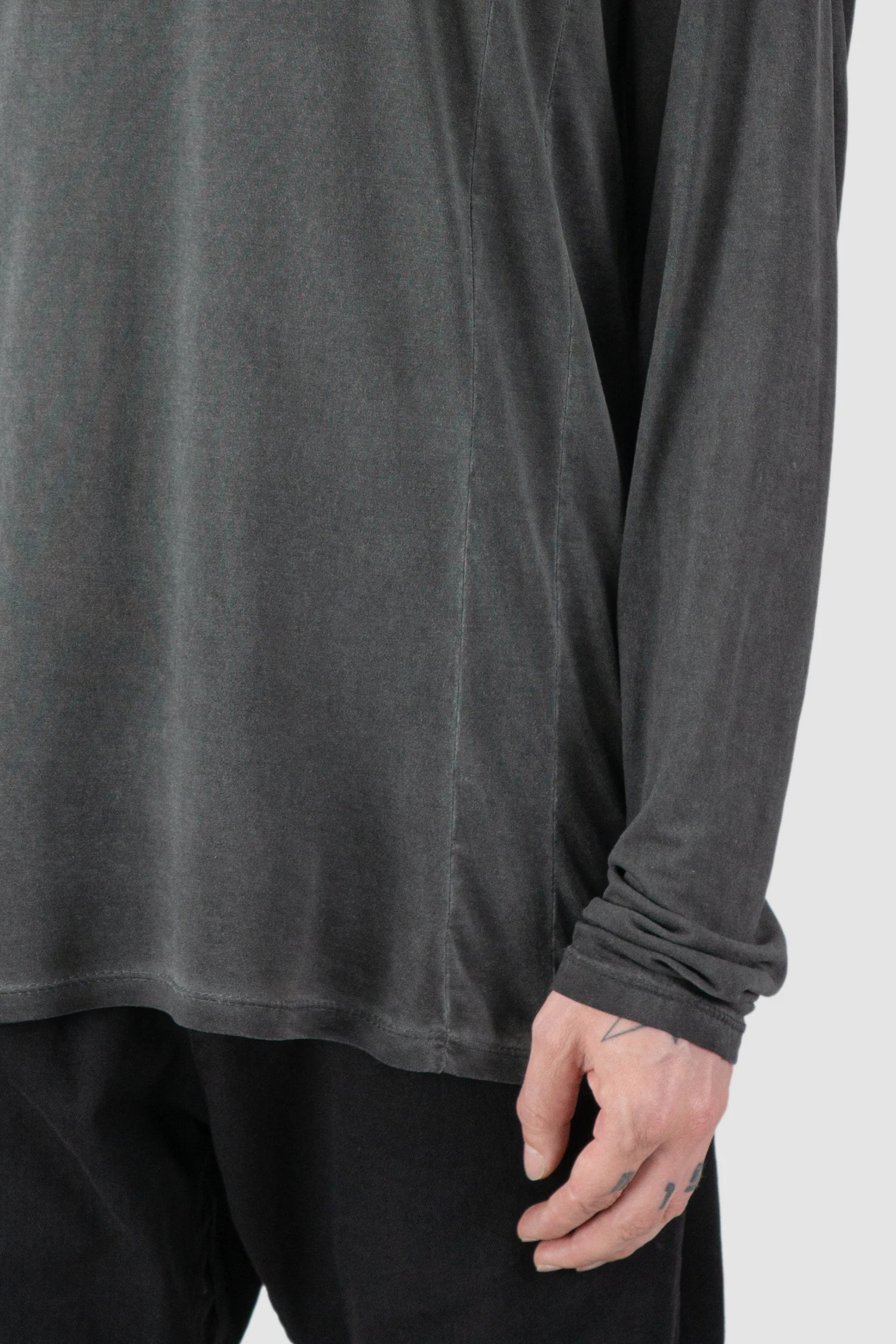 Grey Object Dyed Soft Lyocell Long Sleeve - Image 3