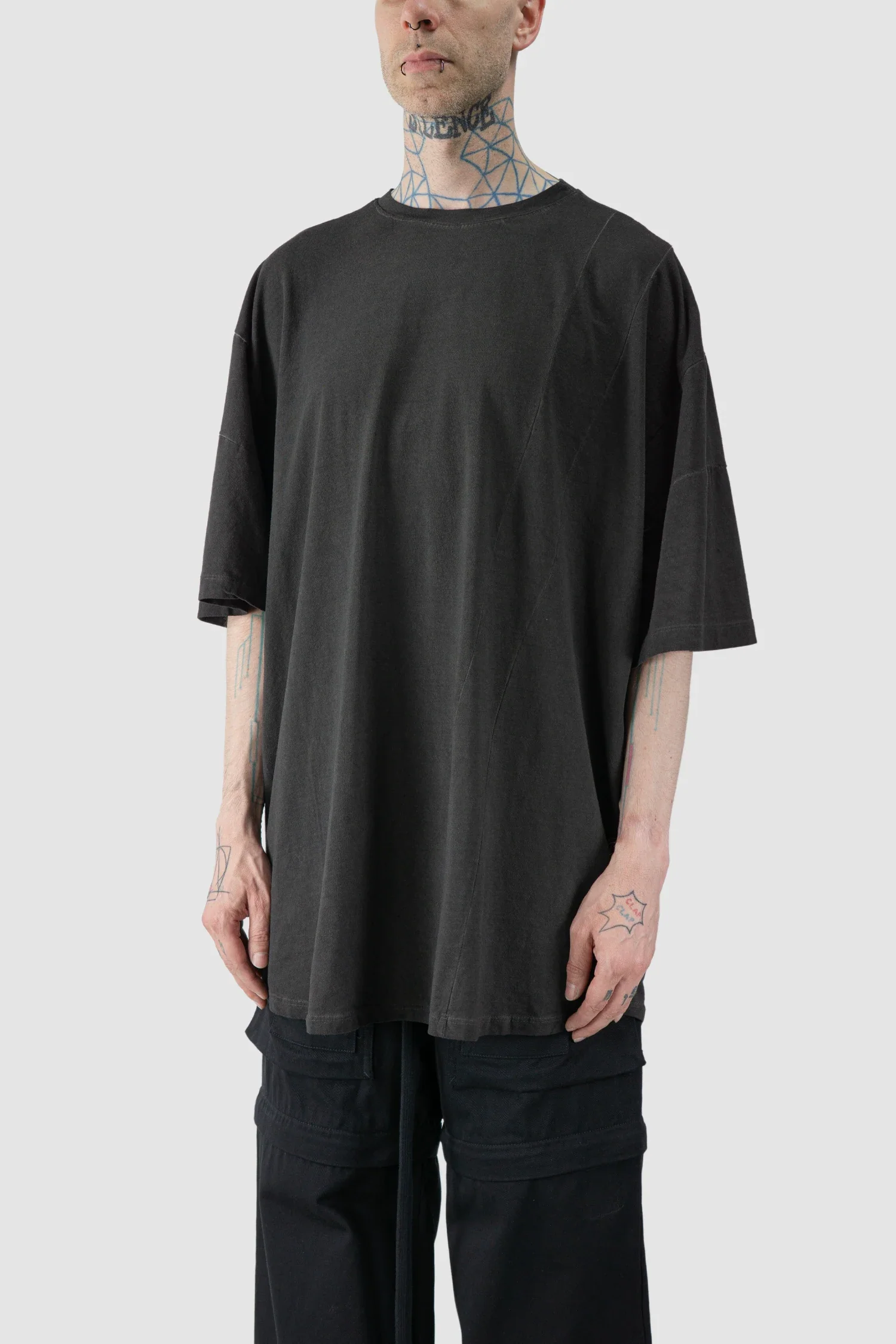 Grey Oversized Garment Dyed Cotton T-Shirt - Image 2