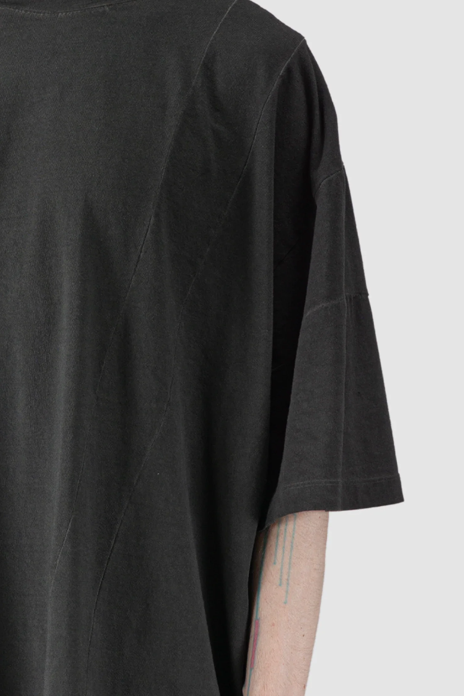 Grey Oversized Garment Dyed Cotton T-Shirt - Image 3