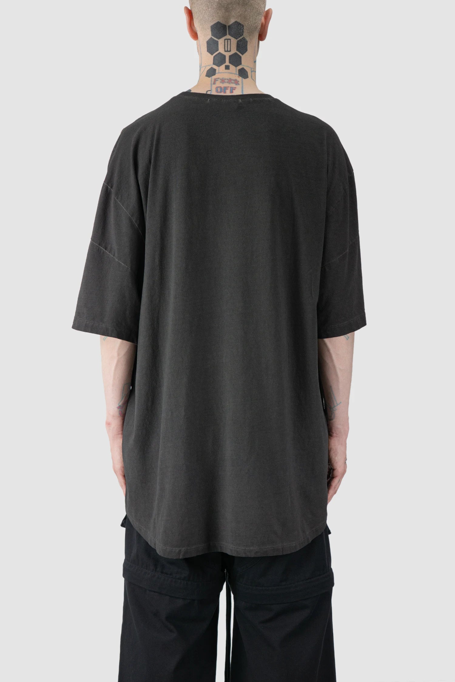 Grey Oversized Garment Dyed Cotton T-Shirt - Image 4