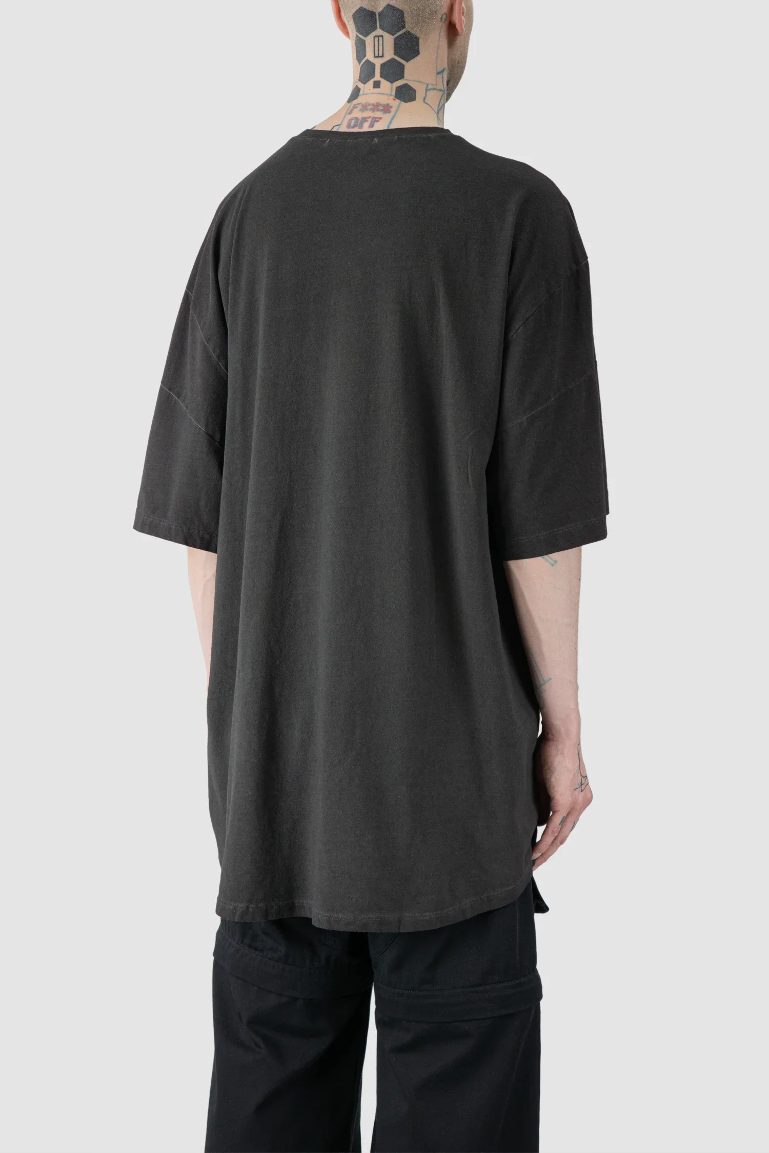 Grey Oversized Garment Dyed Cotton T-Shirt - Image 5
