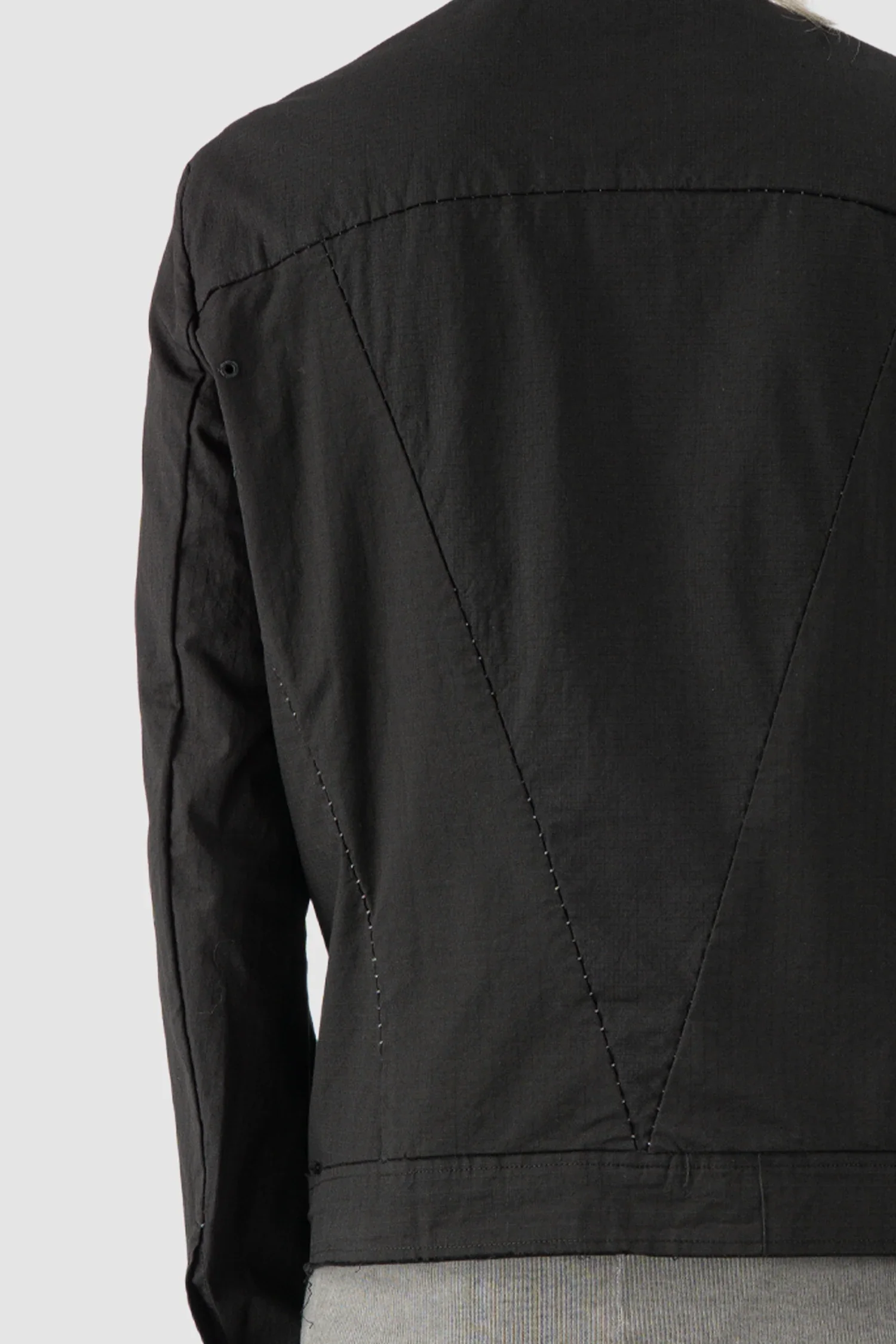 Black Cotton Dart Cut Biker Jacket - Image 6