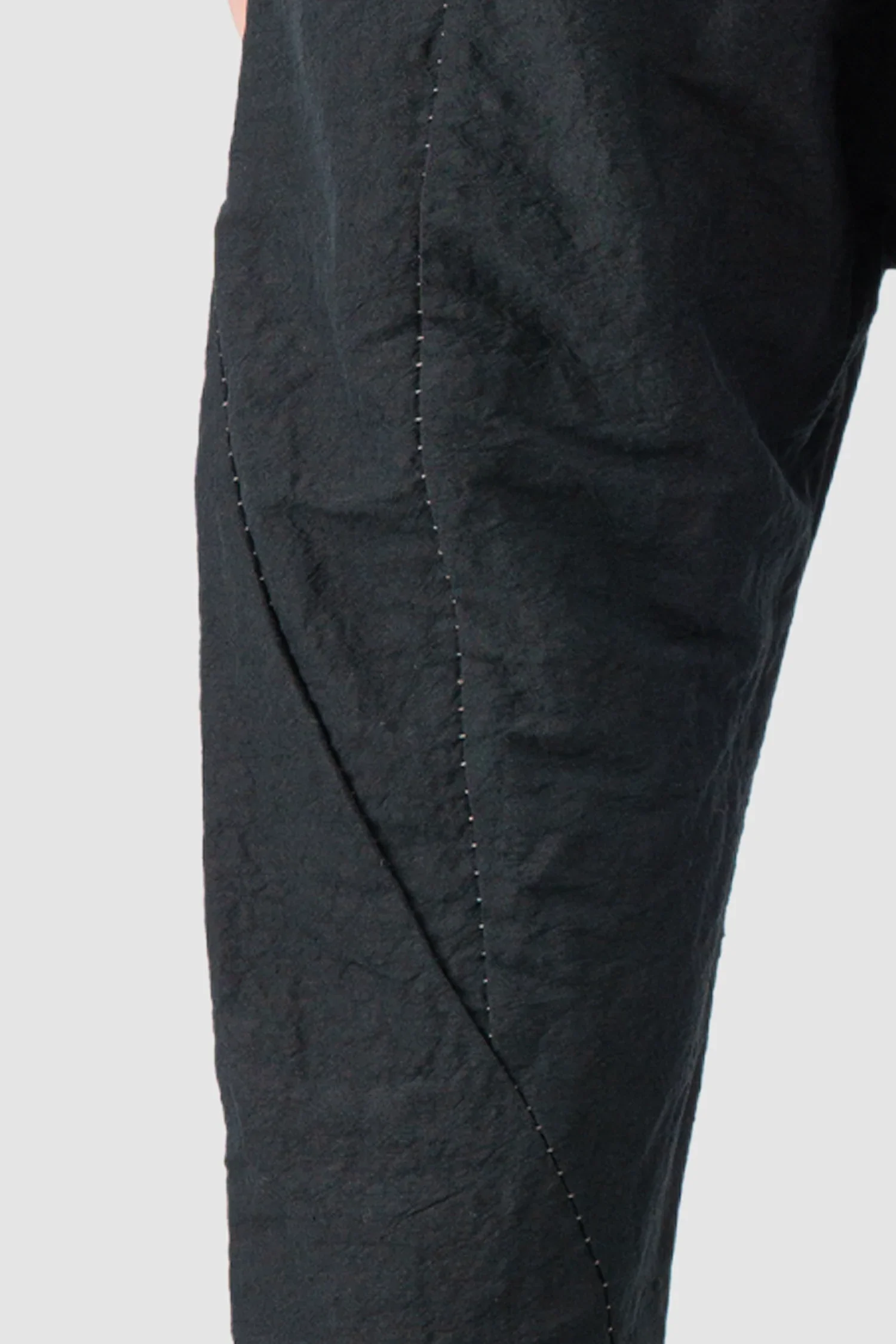 Black Linen Blend Baggy Trousers - Image 4