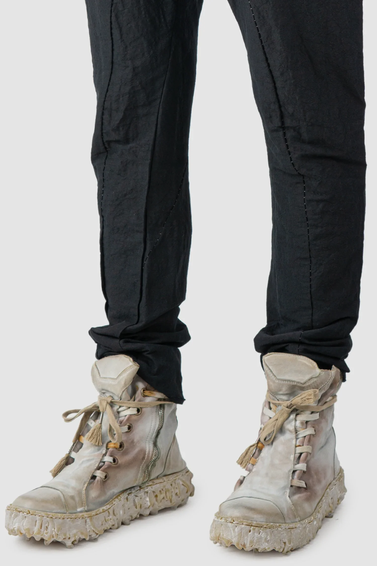 Black Linen Blend Baggy Trousers - Image 5