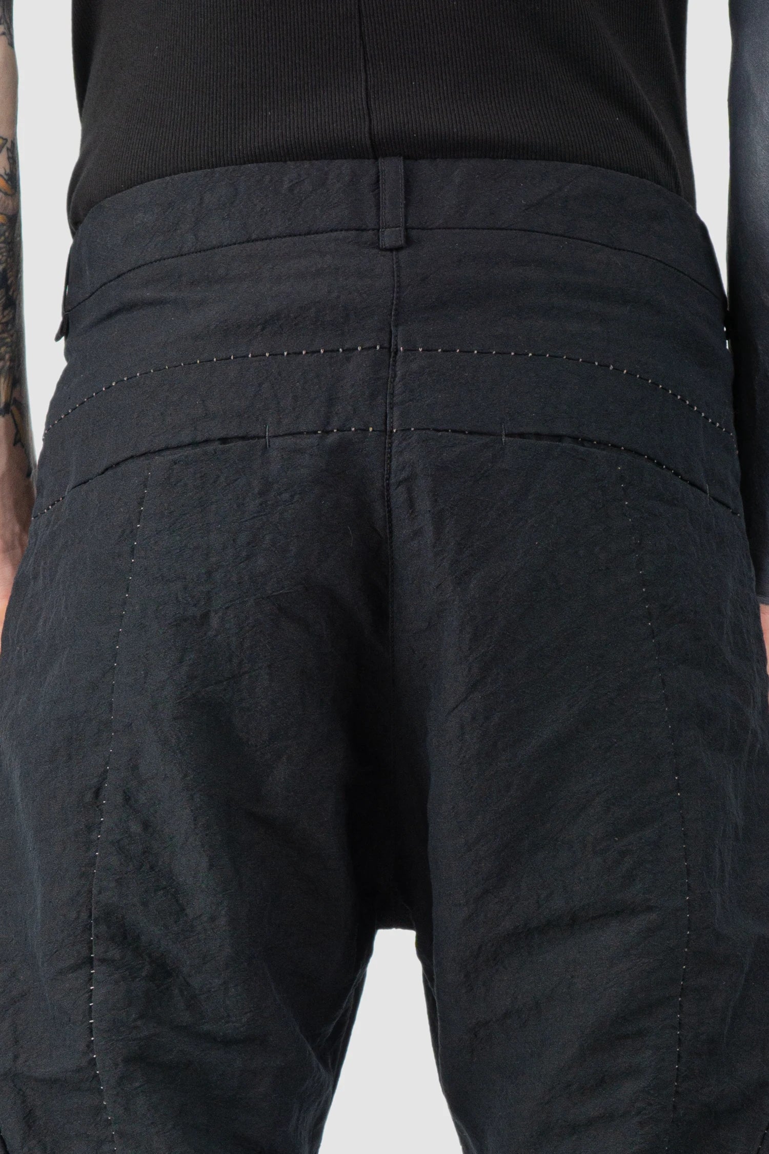 Black Linen Blend Baggy Trousers - Image 7