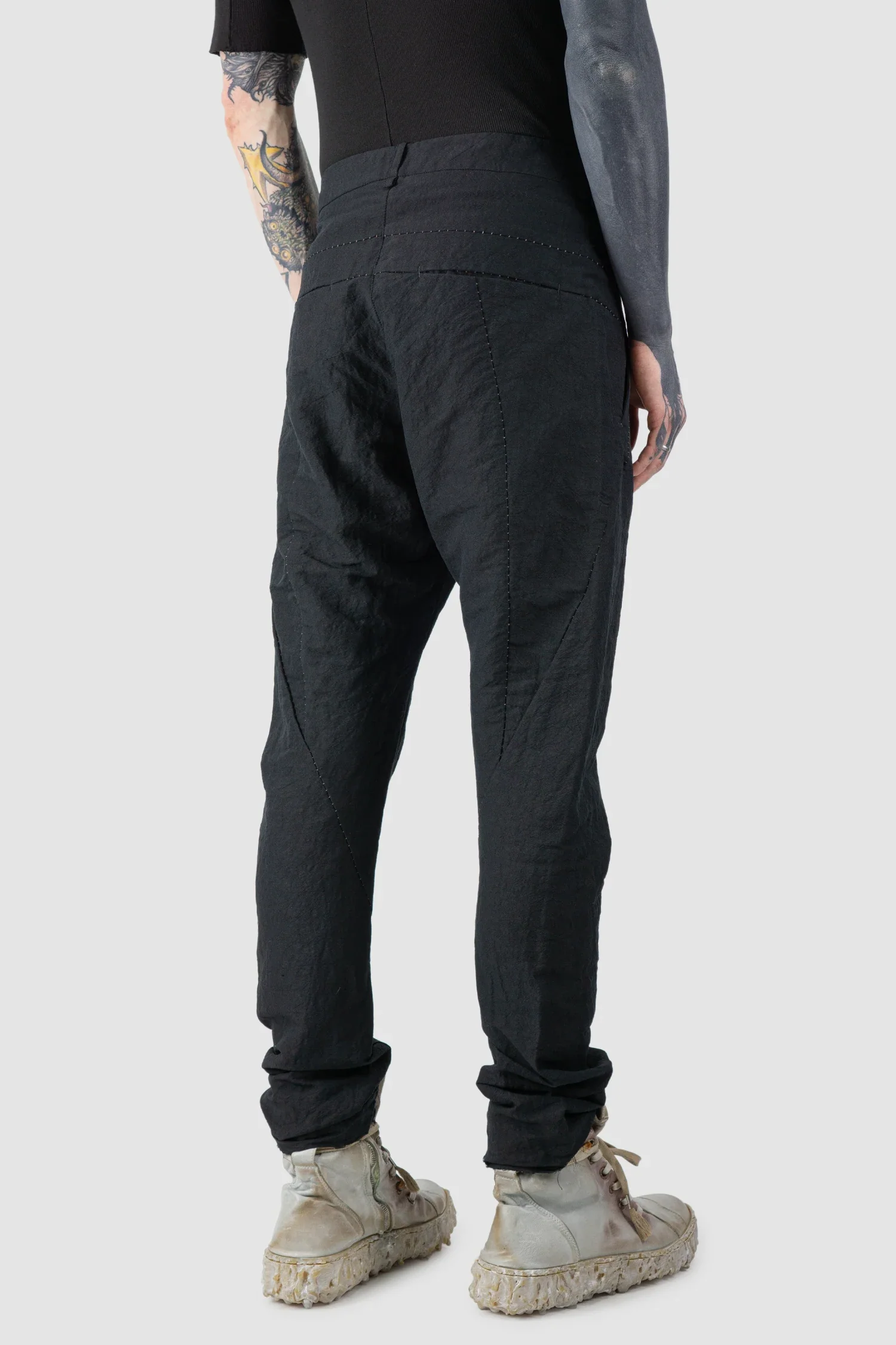 Black Linen Blend Baggy Trousers - Image 8