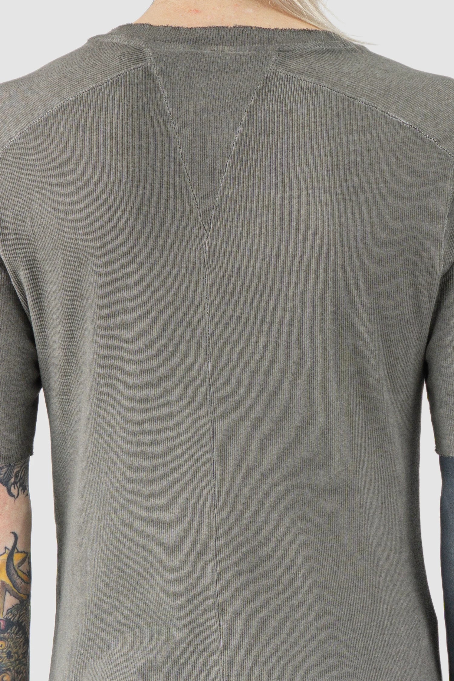 Grey Cotton Rib Raglan T-Shirt - Image 5