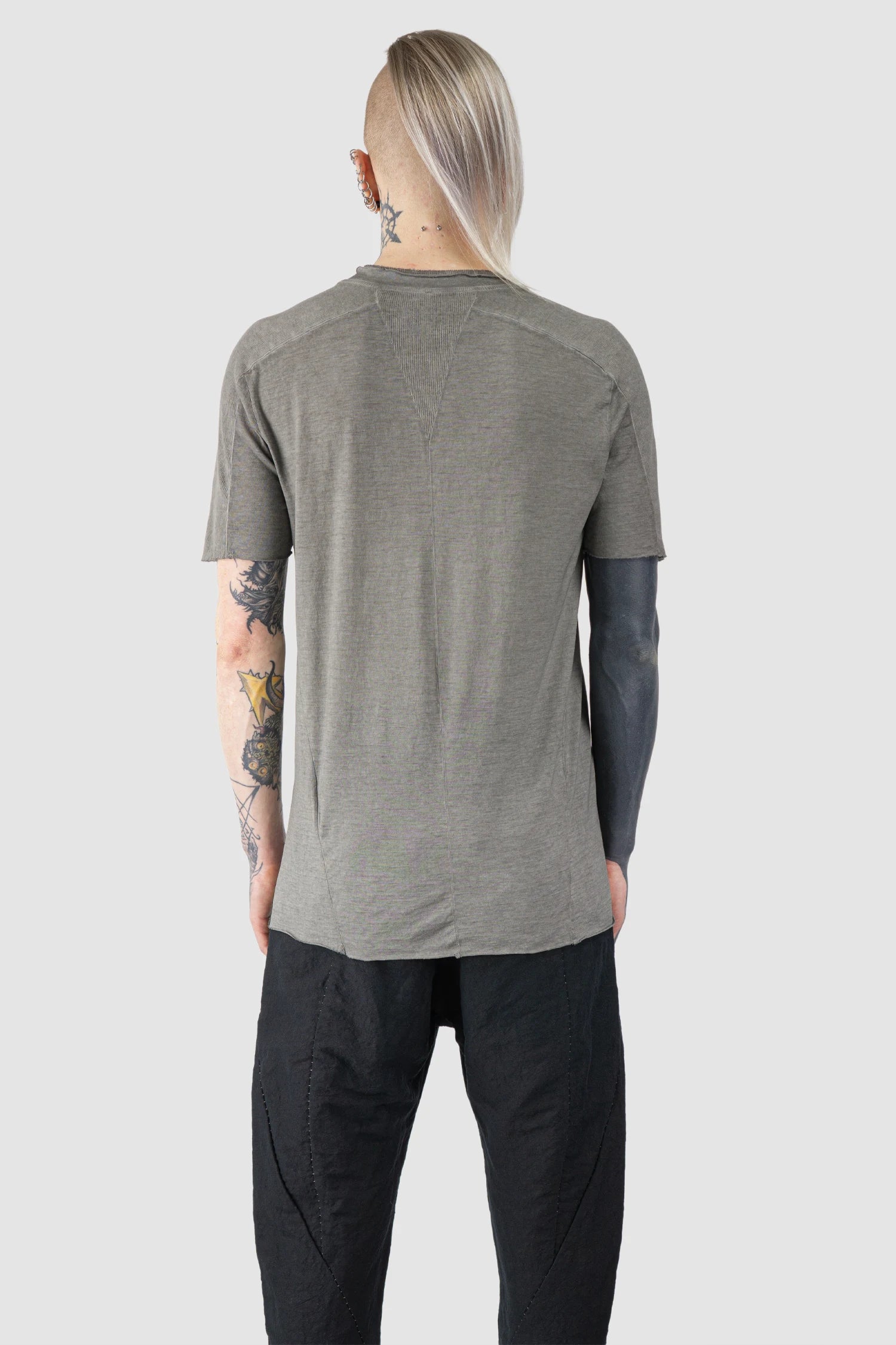 Grey Shoulder Rib Patch T-Shirt - Image 4