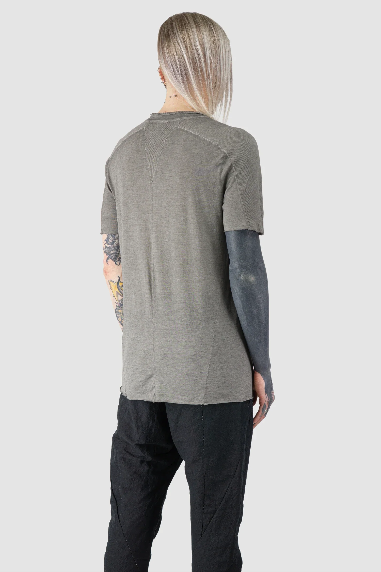 Grey Shoulder Rib Patch T-Shirt - Image 7