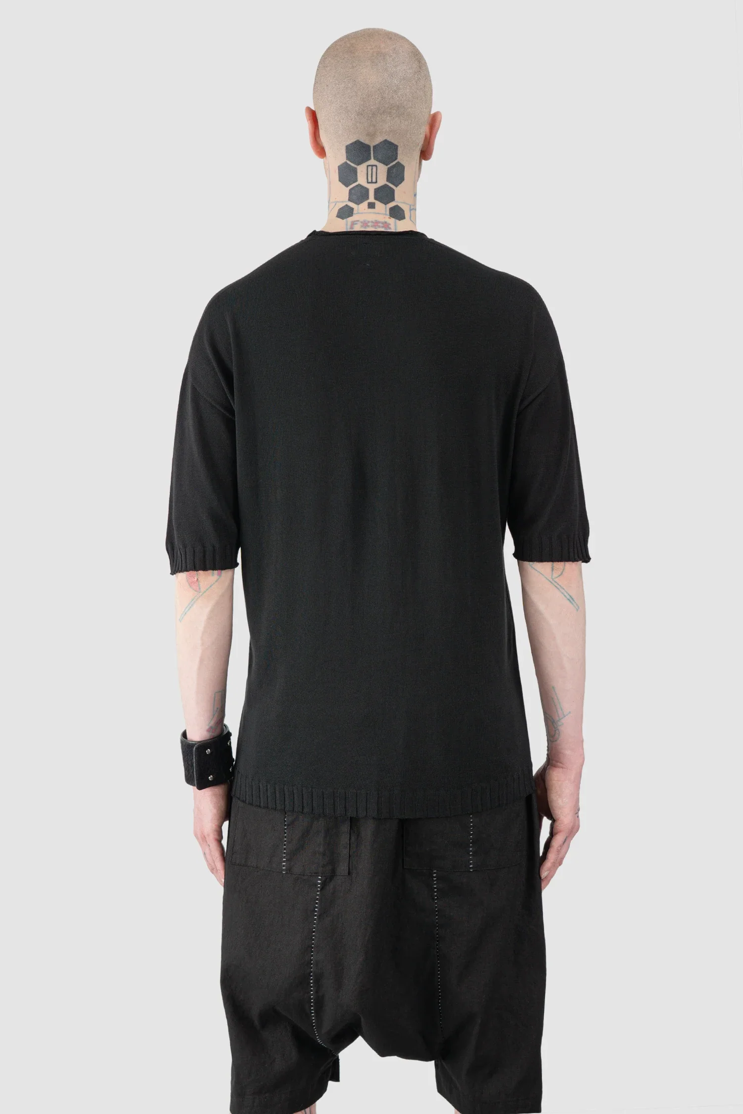 Black Oversized Cotton Knit Raglan T-Shirt - Image 4