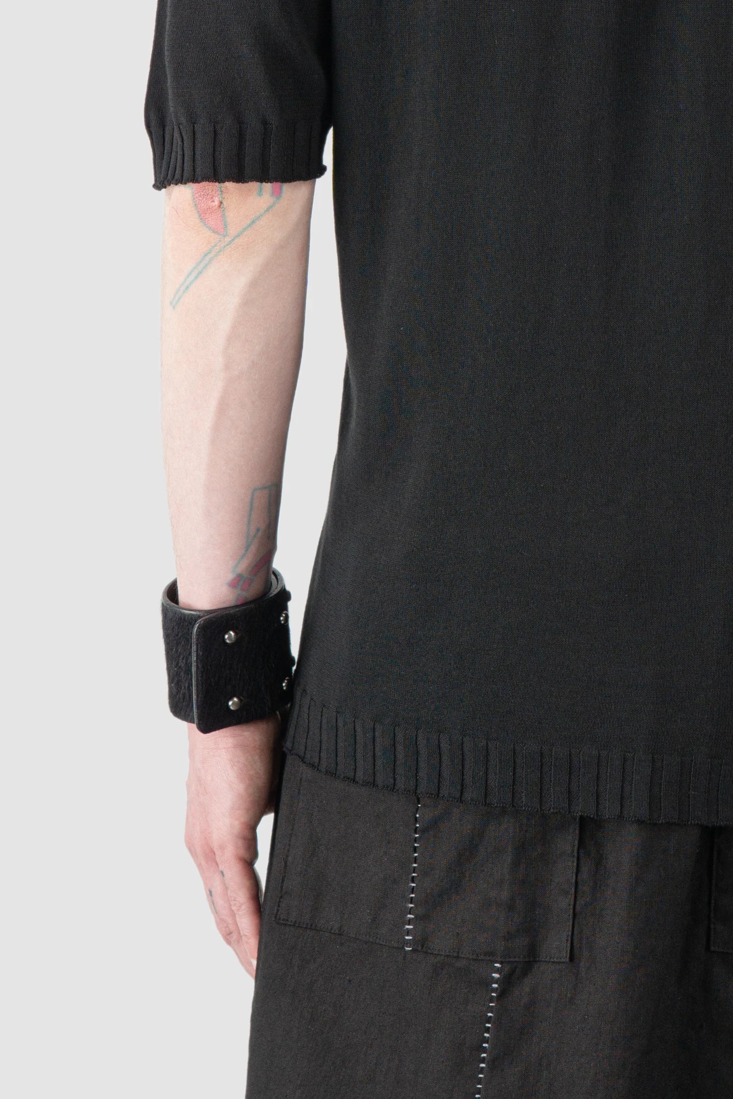 Black Oversized Cotton Knit Raglan T-Shirt - Image 5