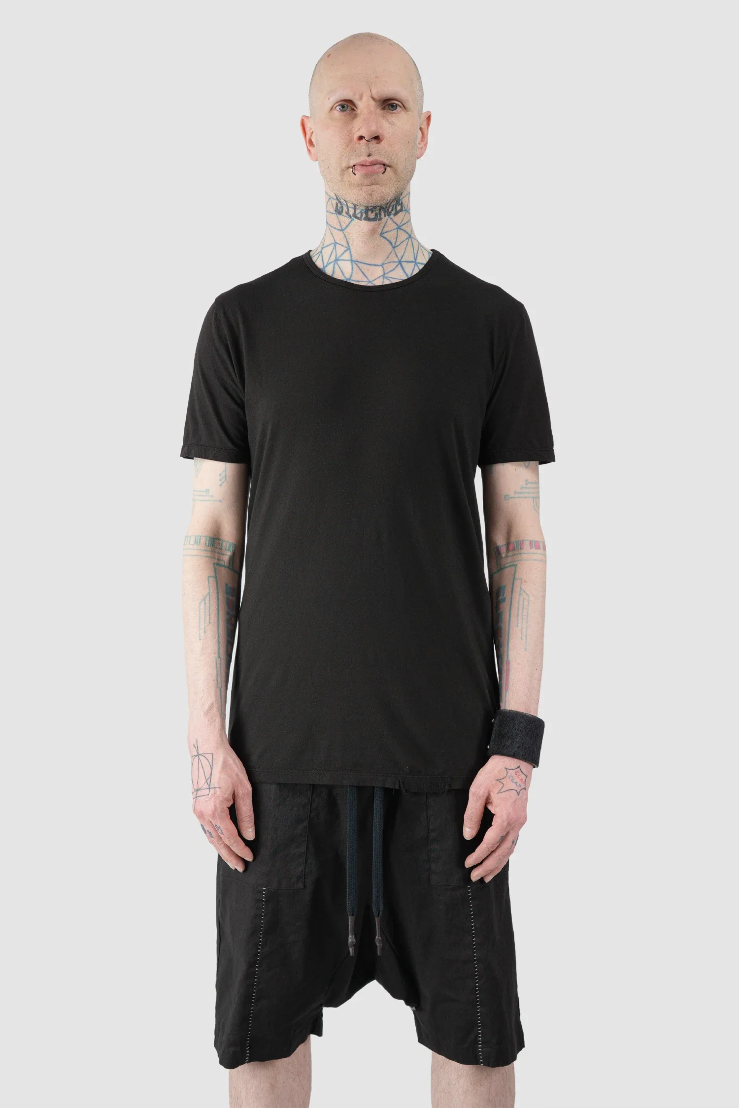 Black T-Shirt with Spine Back Print