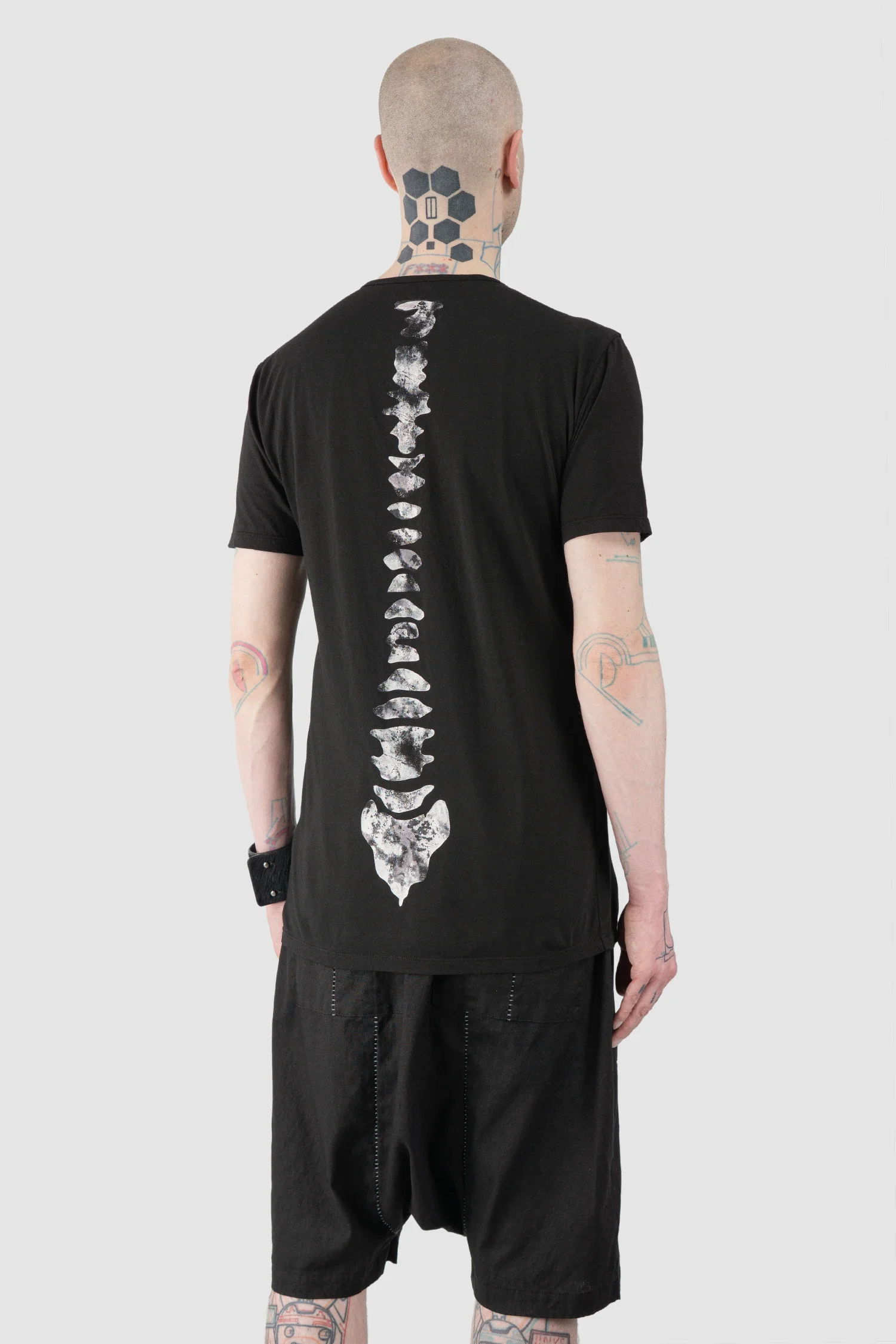 Black T-Shirt with Spine Back Print - Image 2