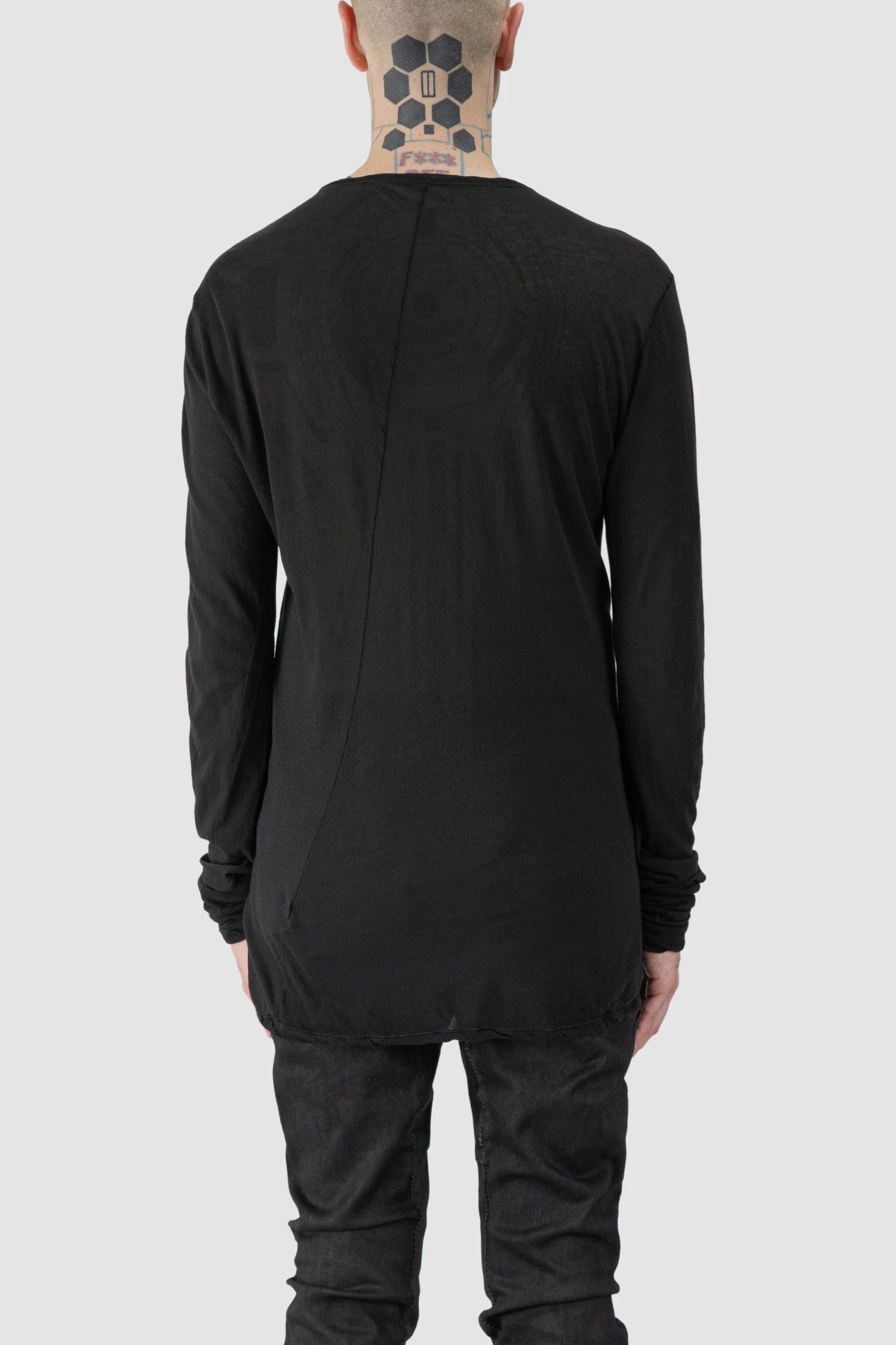 Black Thin Twisted Cotton Long Sleeve T-Shirt - Image 5