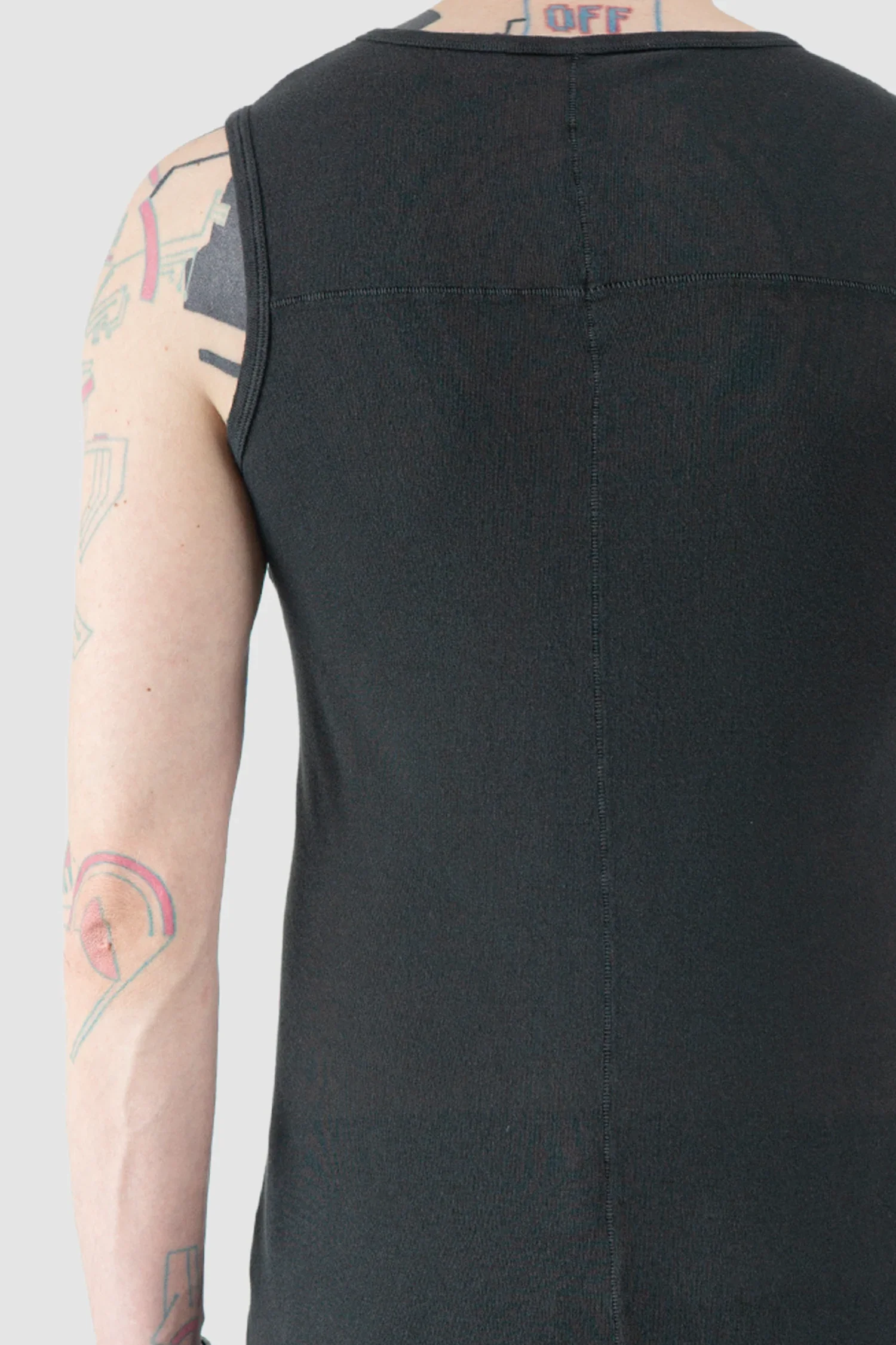 Black Washed Cotton Rib Tank Top - Image 5