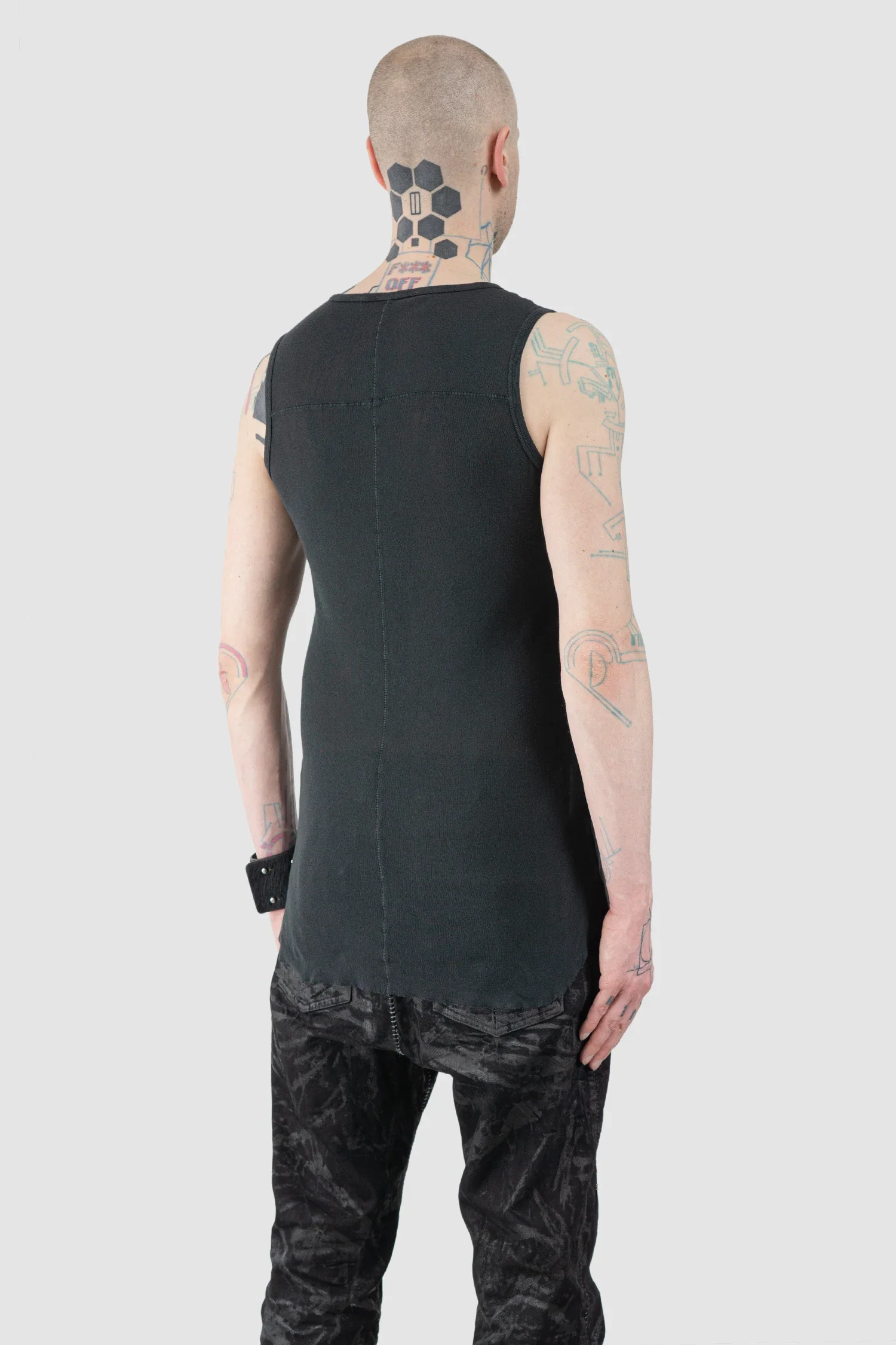 Black Washed Cotton Rib Tank Top - Image 6