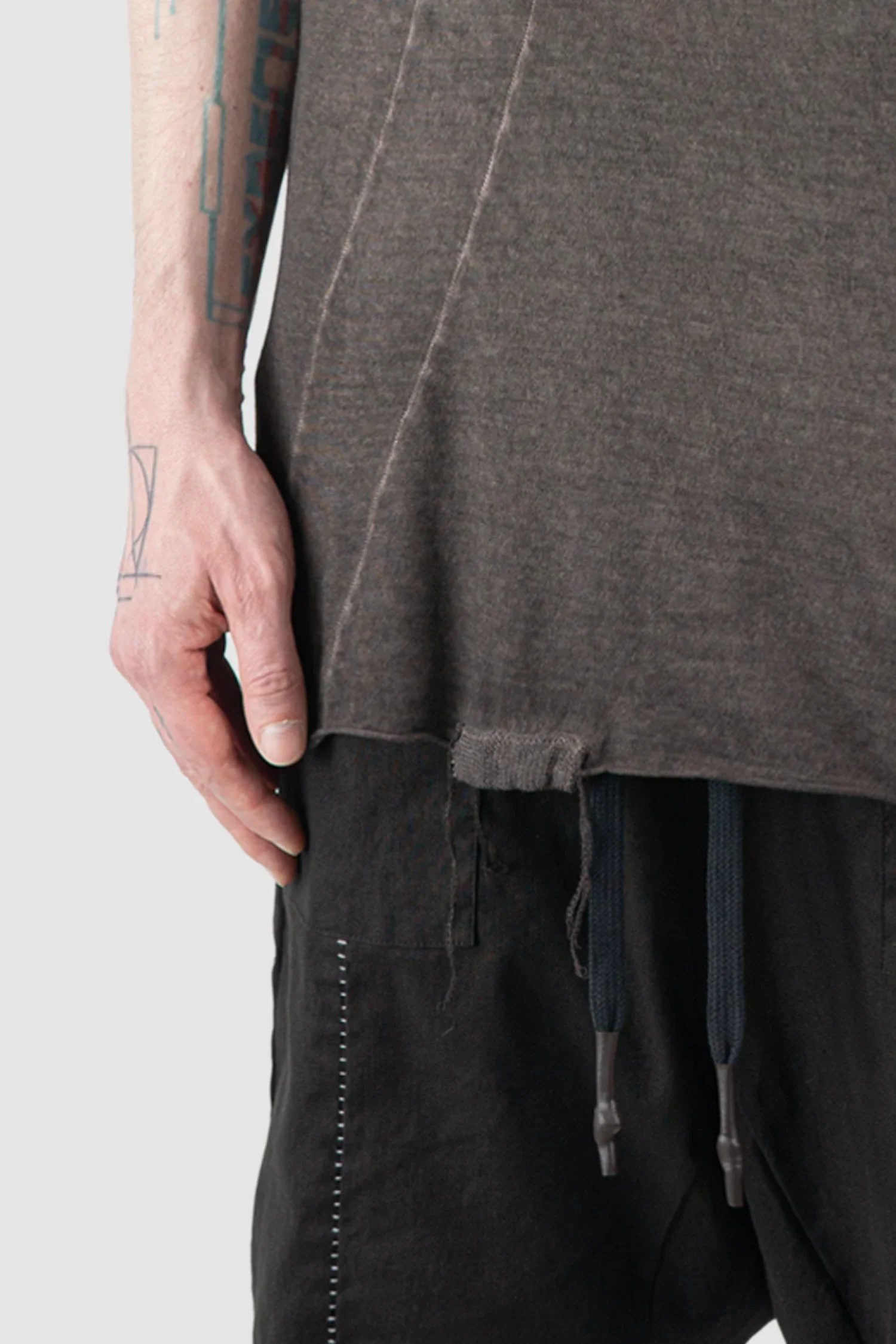 Brown Object Dyed Cotton T-Shirt with Curved Double Seam - Image 3