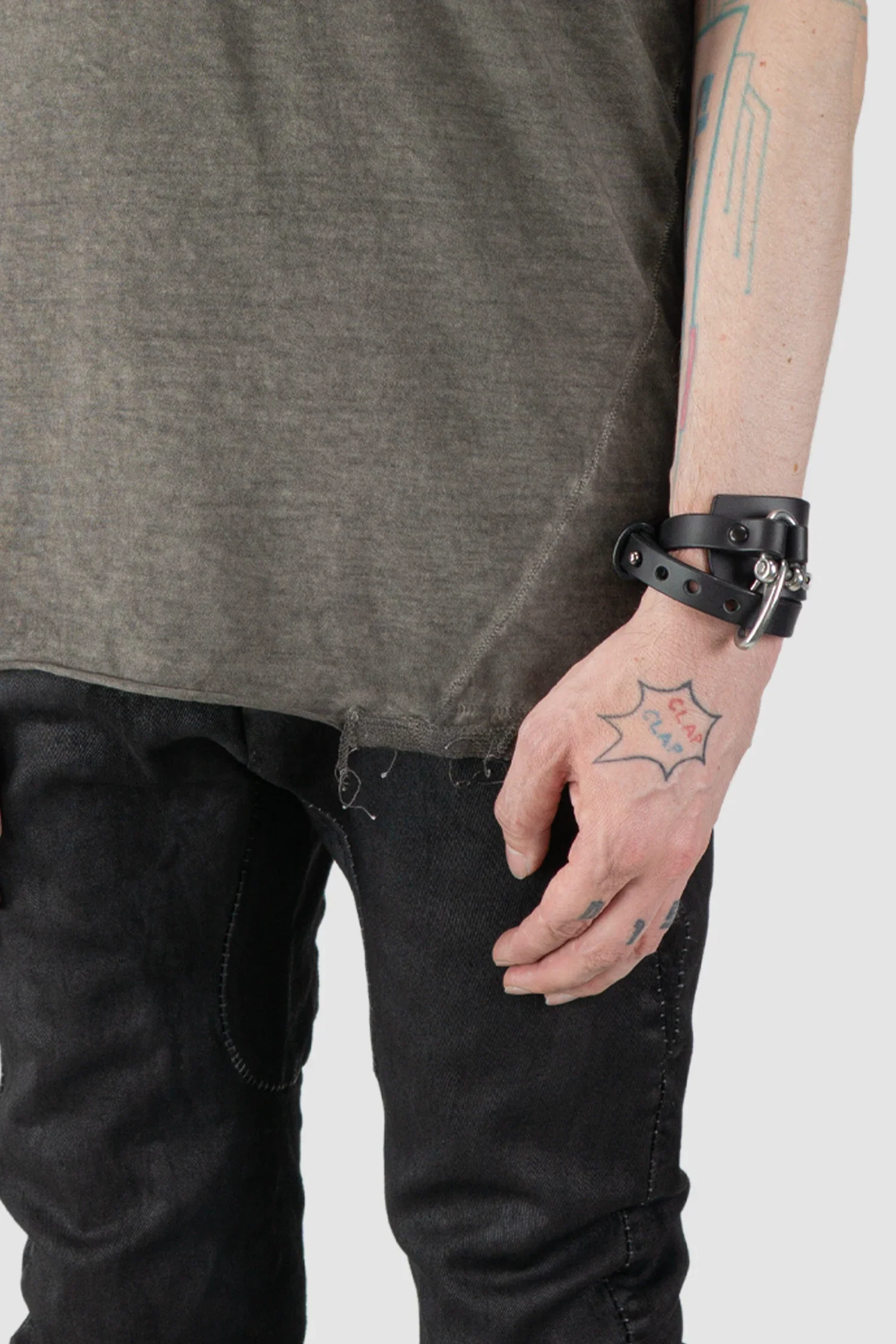 Grey Irregular Dyed Short Sleeve Cotton T-Shirt - Image 3