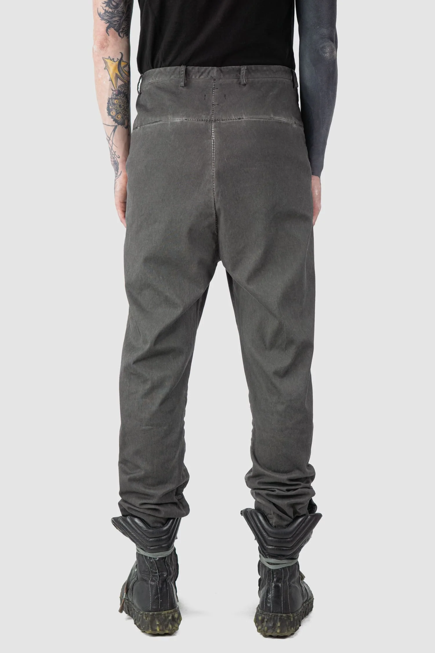 Grey Raffable Low Crotch Stretch Cotton Trousers - Image 6