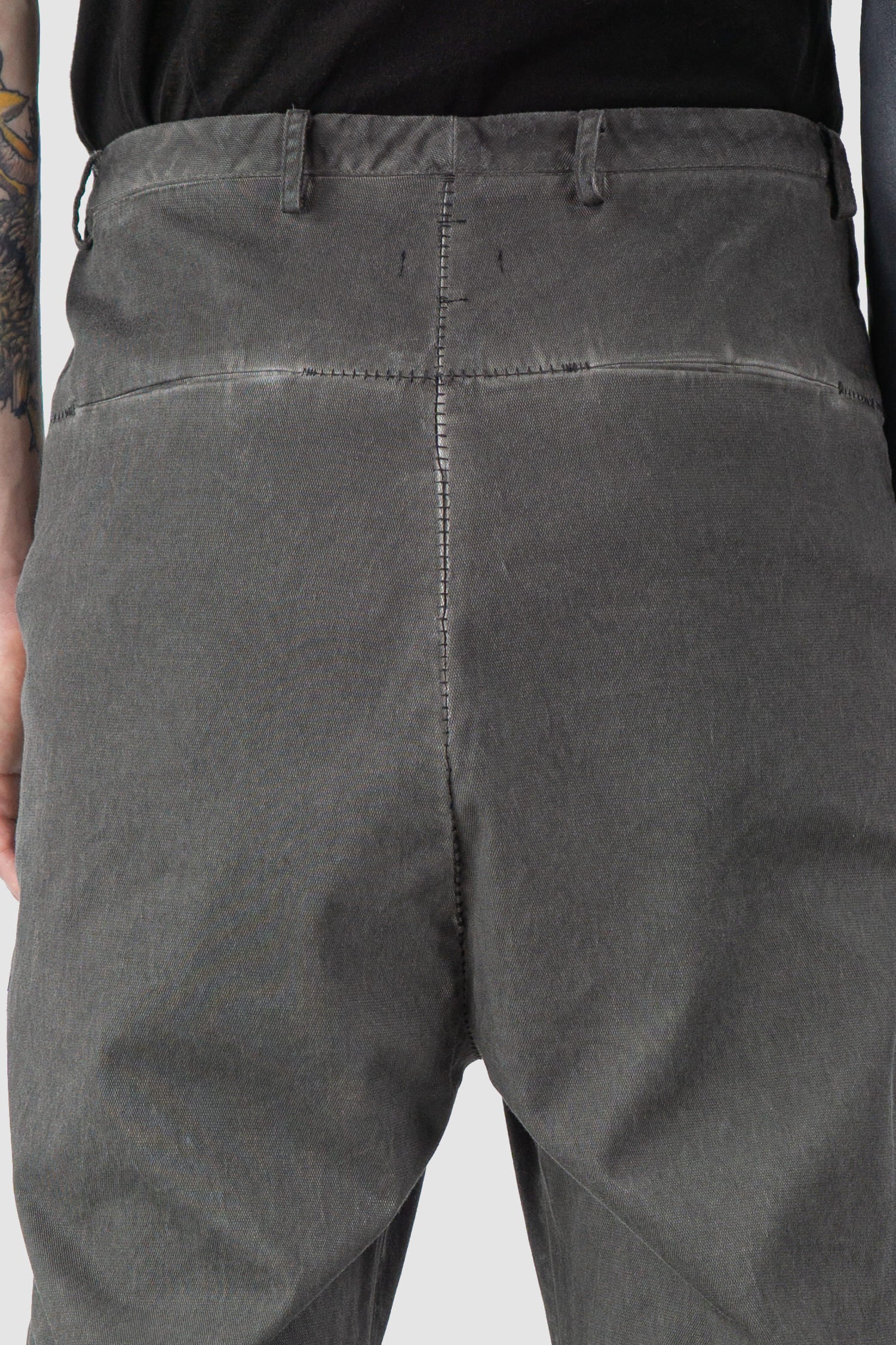 Grey Raffable Low Crotch Stretch Cotton Trousers - Image 7