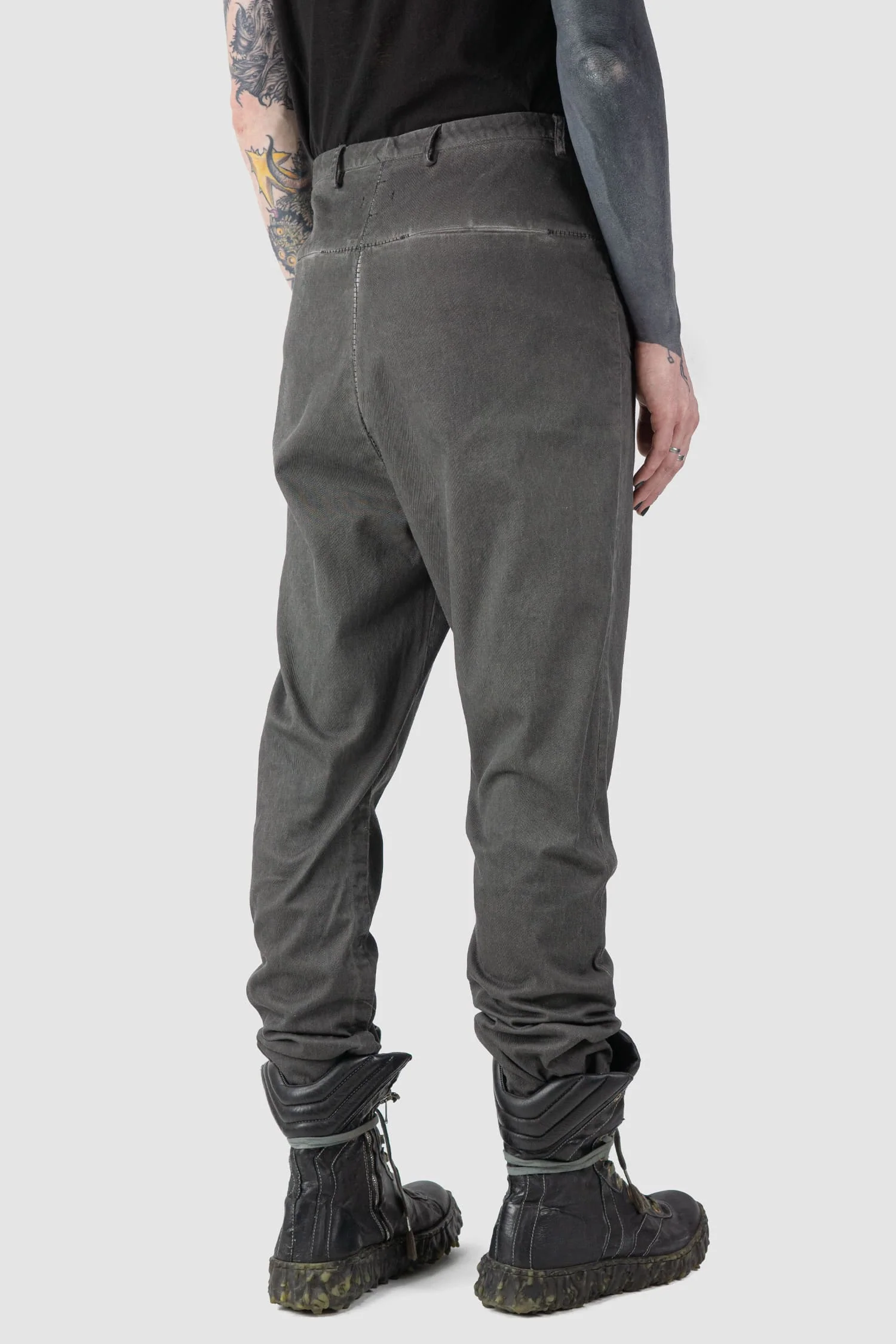 Grey Raffable Low Crotch Stretch Cotton Trousers - Image 8