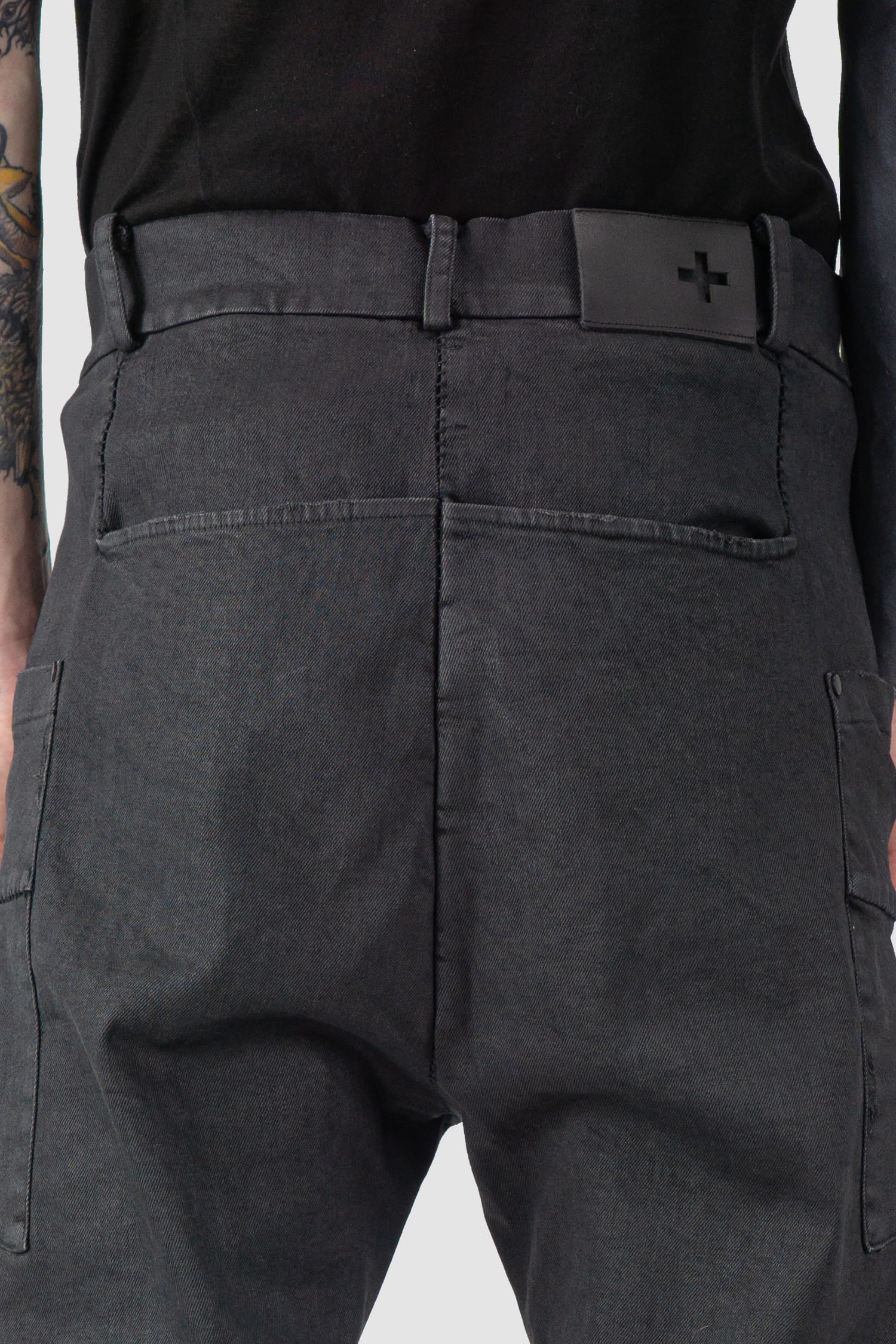 Black Waxed Low Crotch Stretch Denim Jeans - Image 5