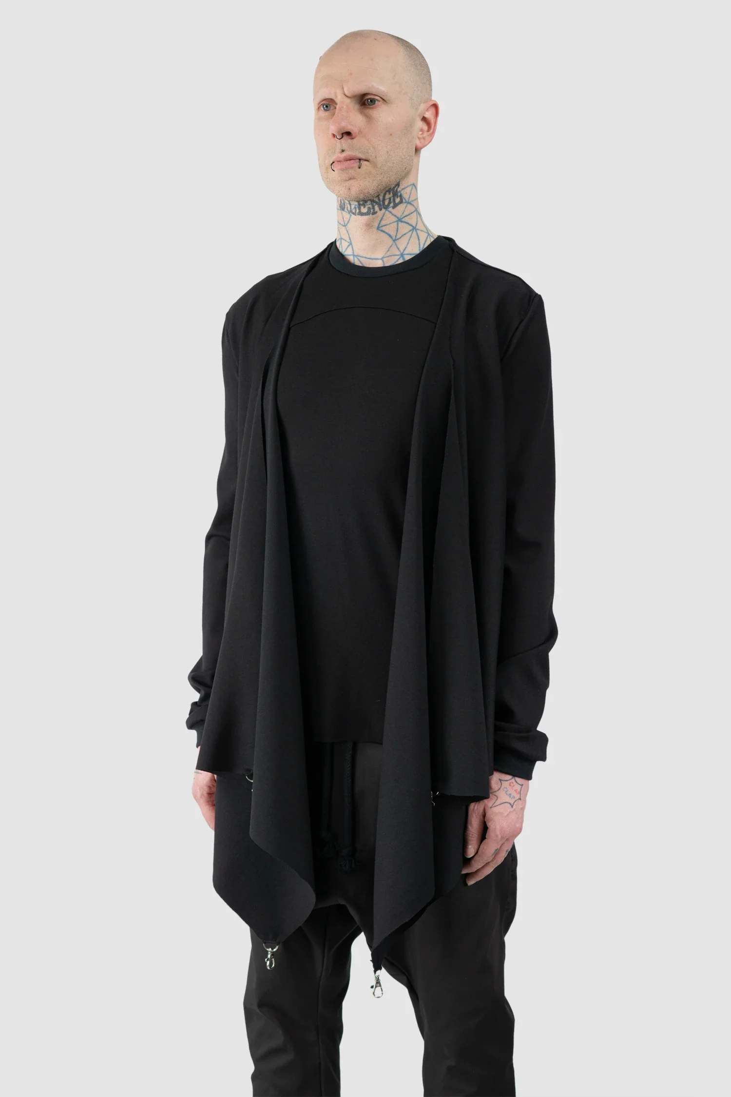 Black Adjustable Clip Viscose Cardigan Sweater - Image 2