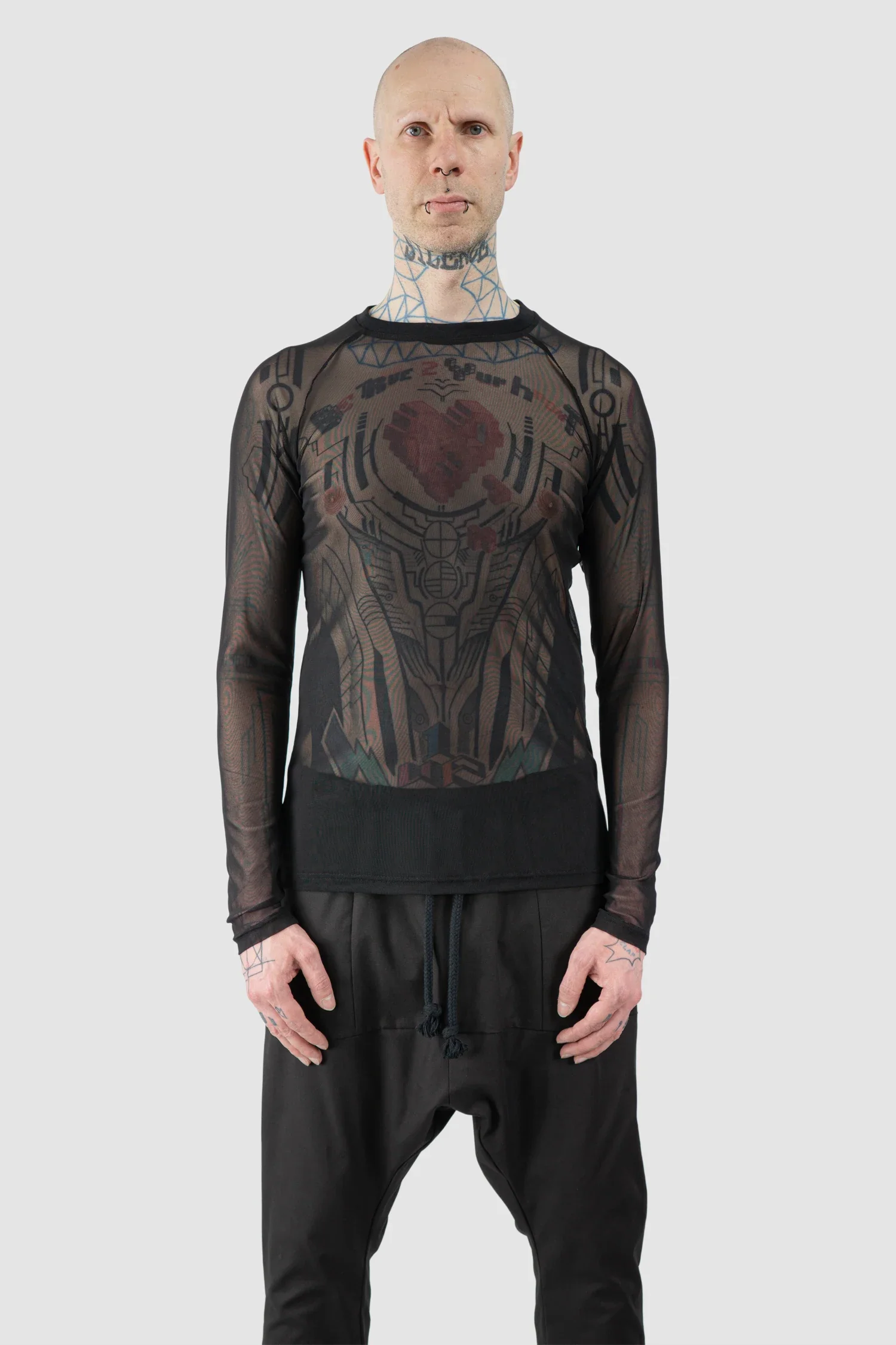 Black Mesh Raglan Long Sleeve