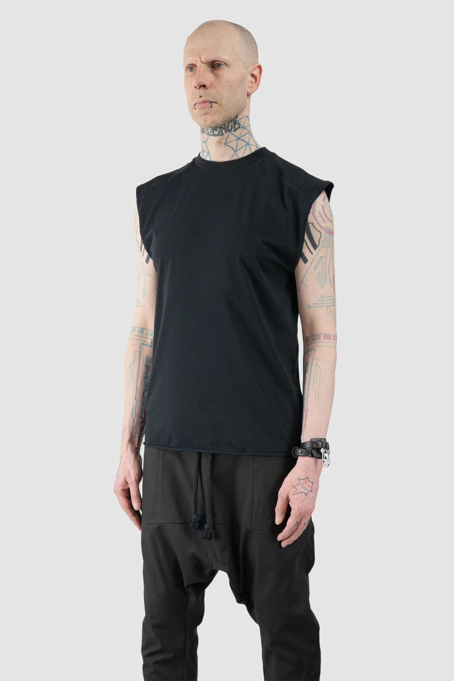 Black Relaxed Cotton Blend Tank Top - Image 2