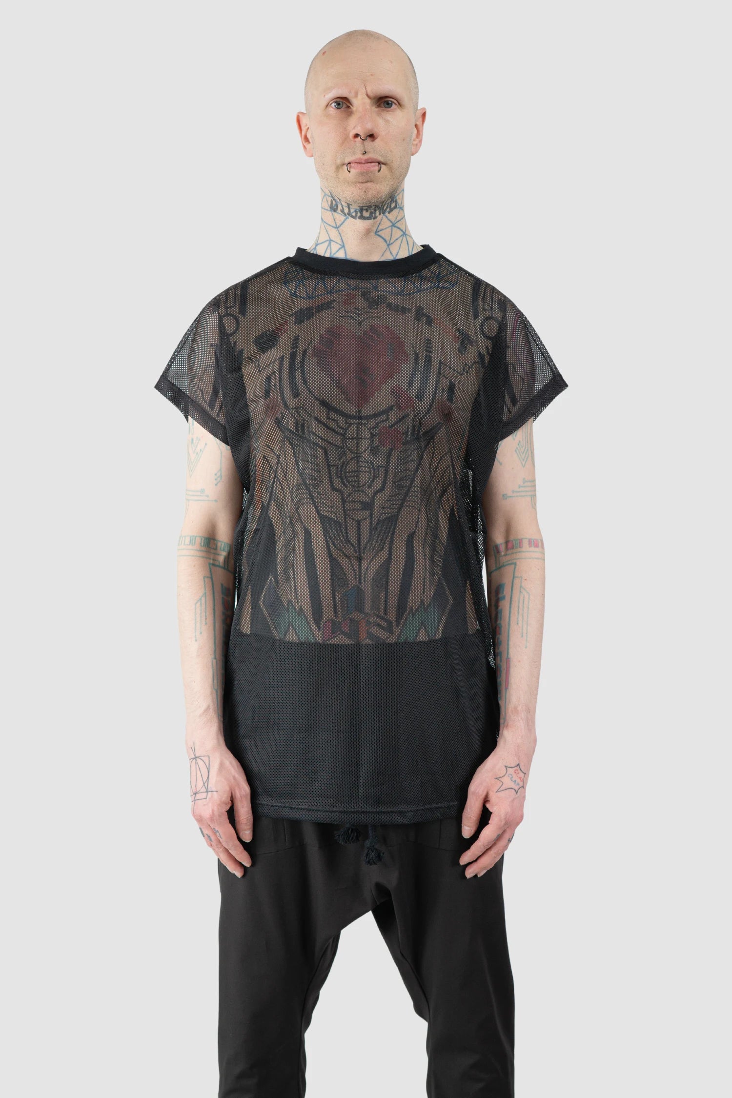 Black Relaxed Mesh T-Shirt
