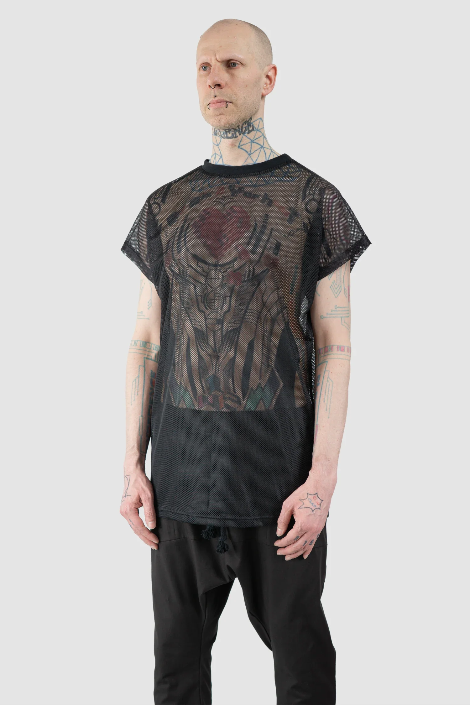 Black Relaxed Mesh T-Shirt - Image 2