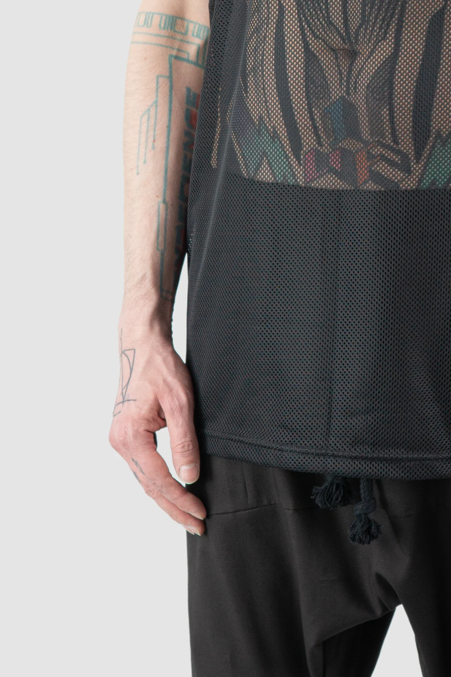 Black Relaxed Mesh T-Shirt - Image 3
