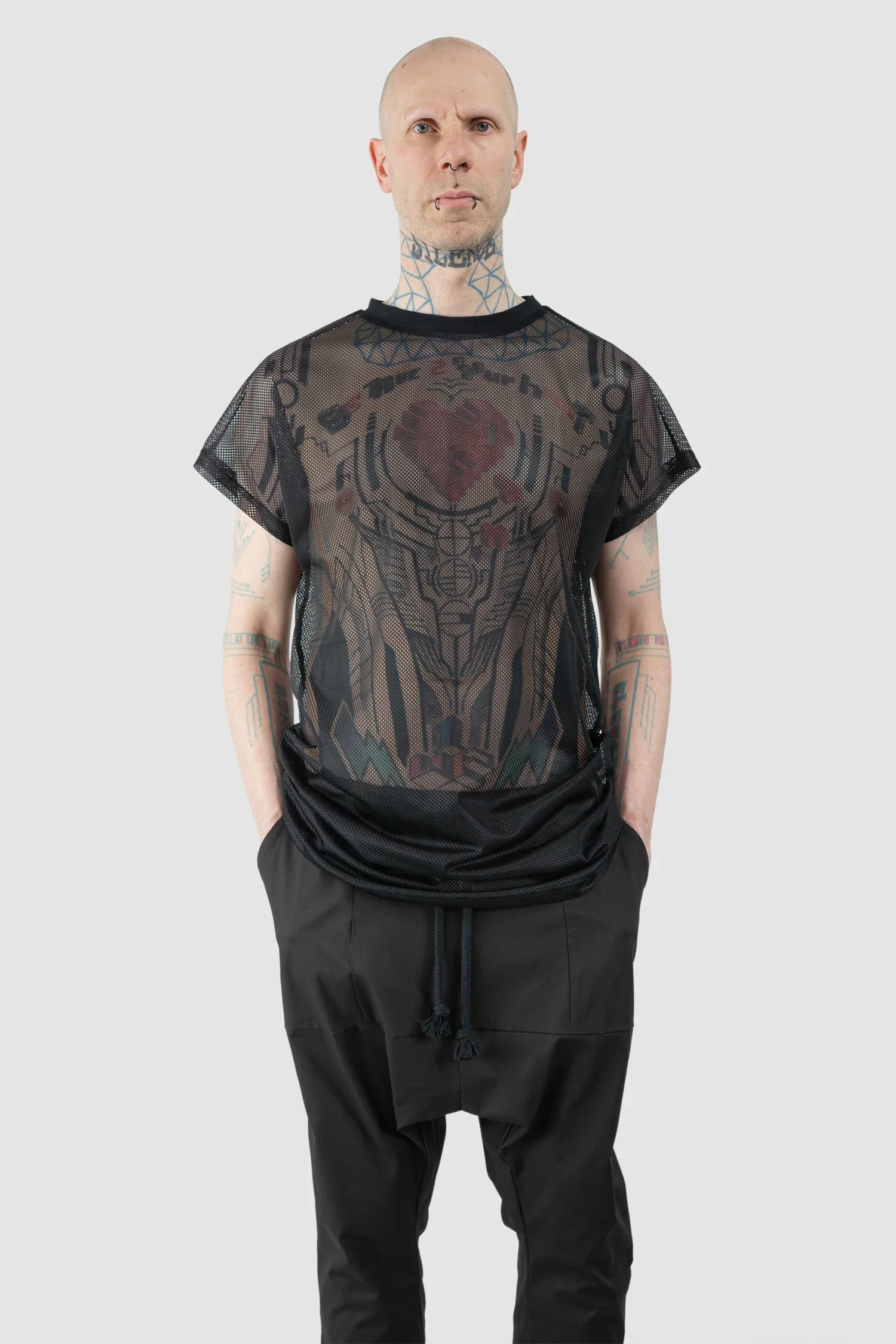 Black Relaxed Mesh T-Shirt - Image 7