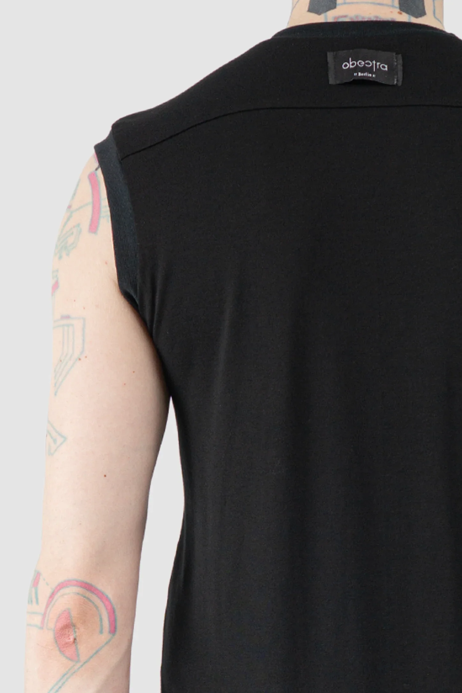 Black Viscose Blend Line Tank Top - Image 6
