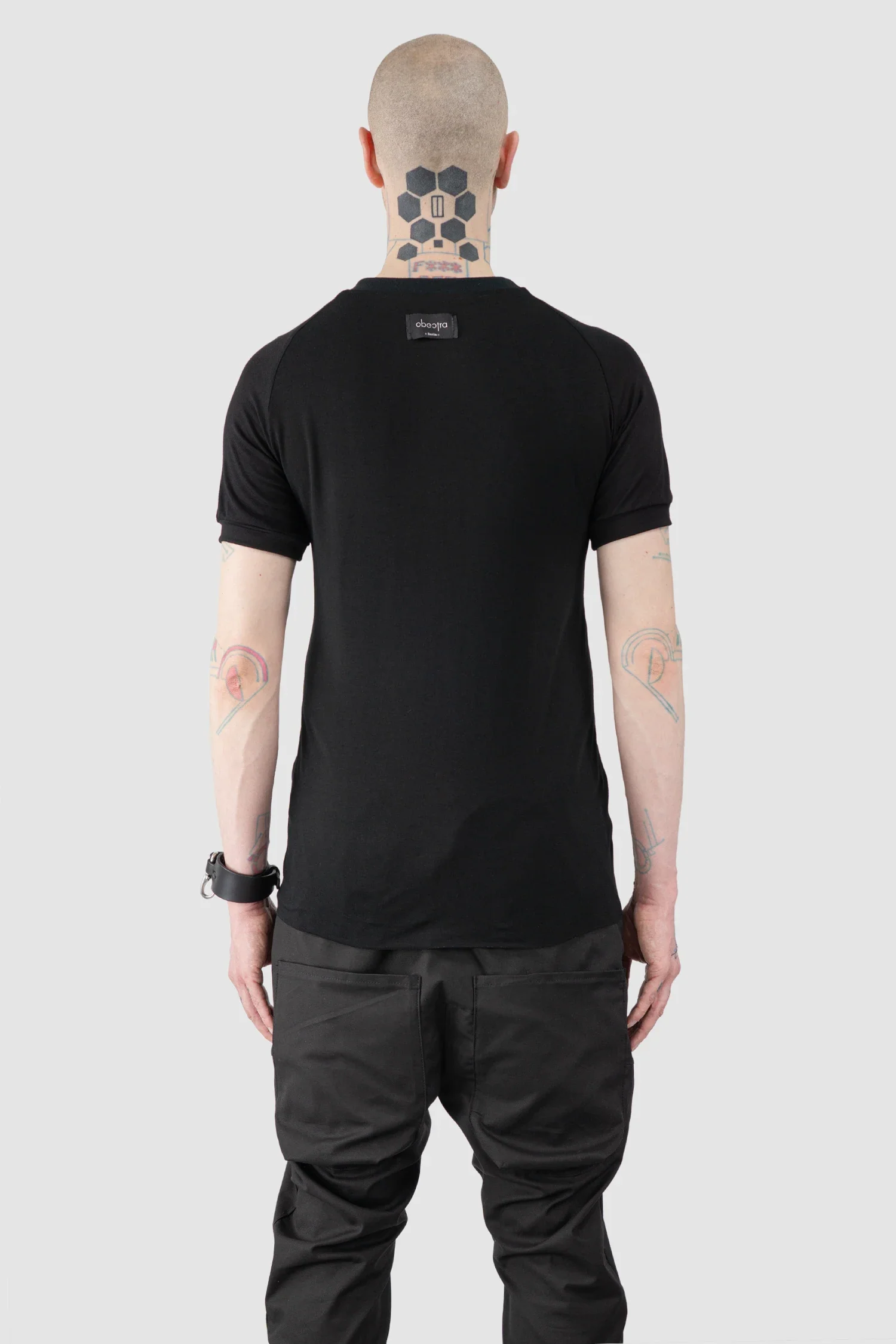 Black Viscose Blend Raglan T-Shirt - Image 4