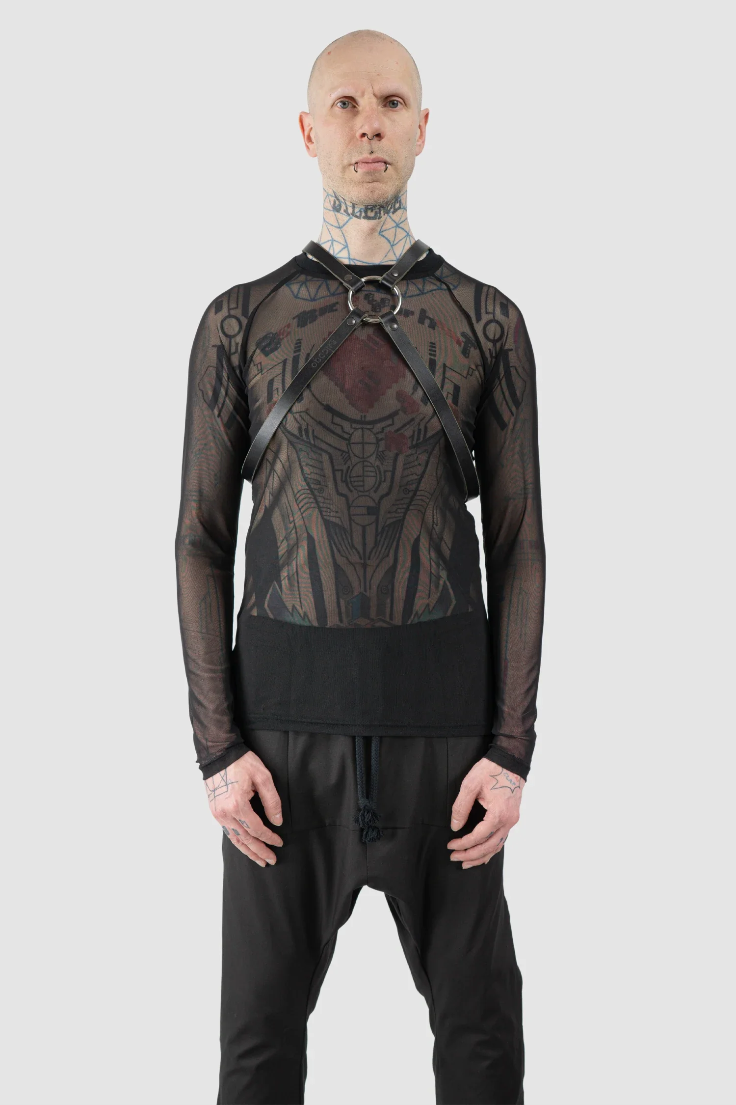 Black Double Strap Leather Harness - Image 2
