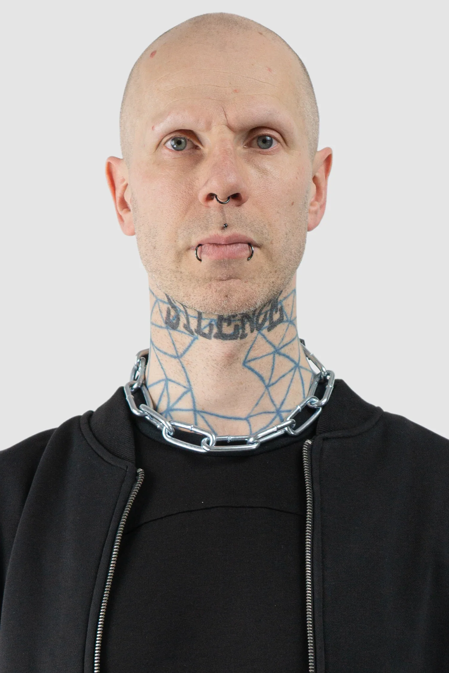 Silver Chain Choker with Leather Buckle - Image 2
