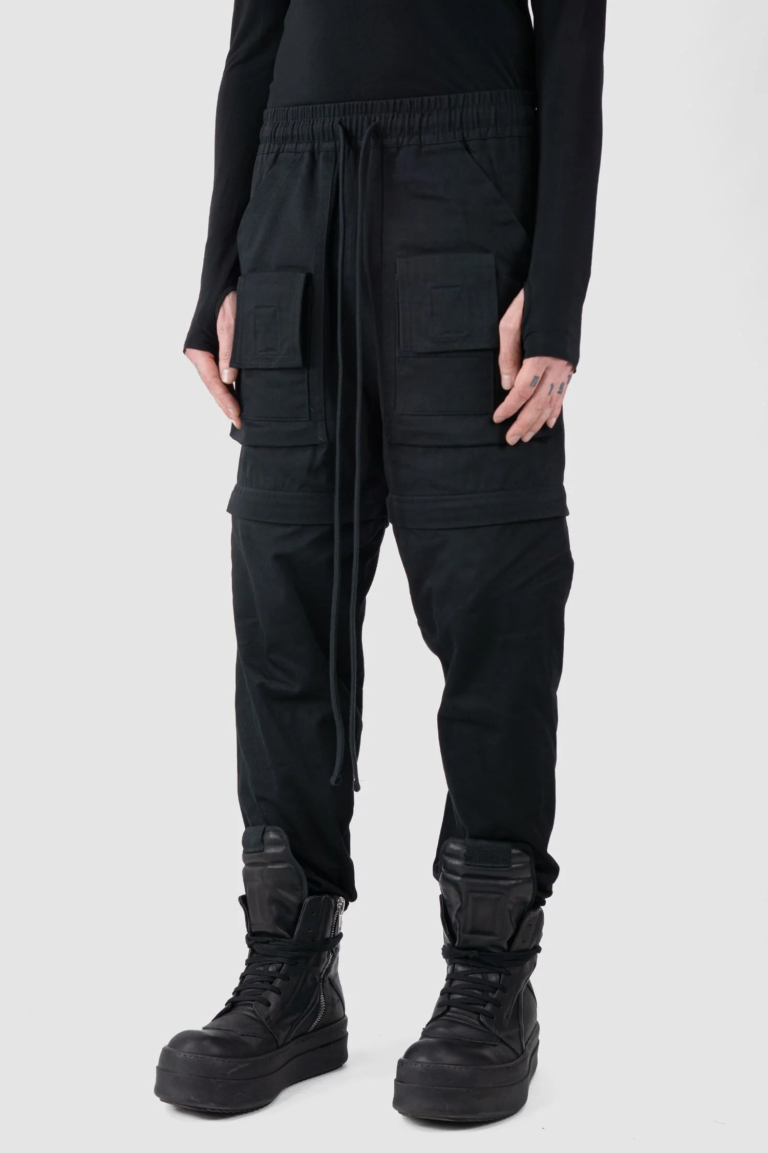 Black Multifunctional Flared Pants - Image 7