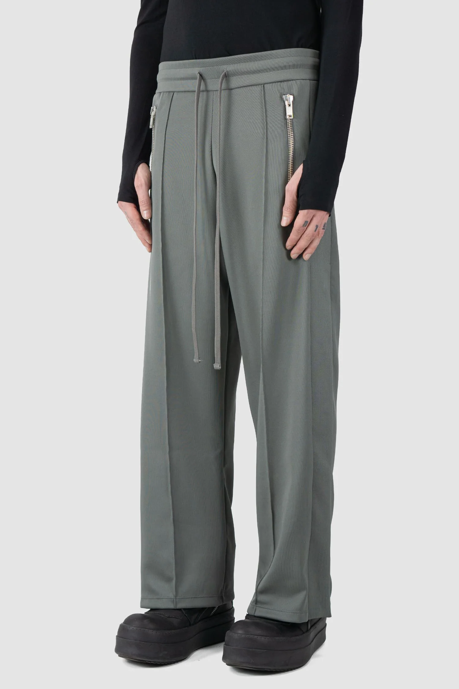 Grey Push Button Track Pants - Image 2