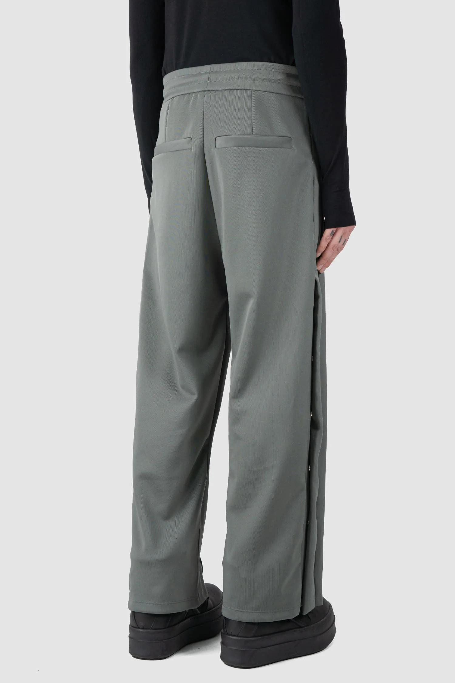 Grey Push Button Track Pants - Image 4