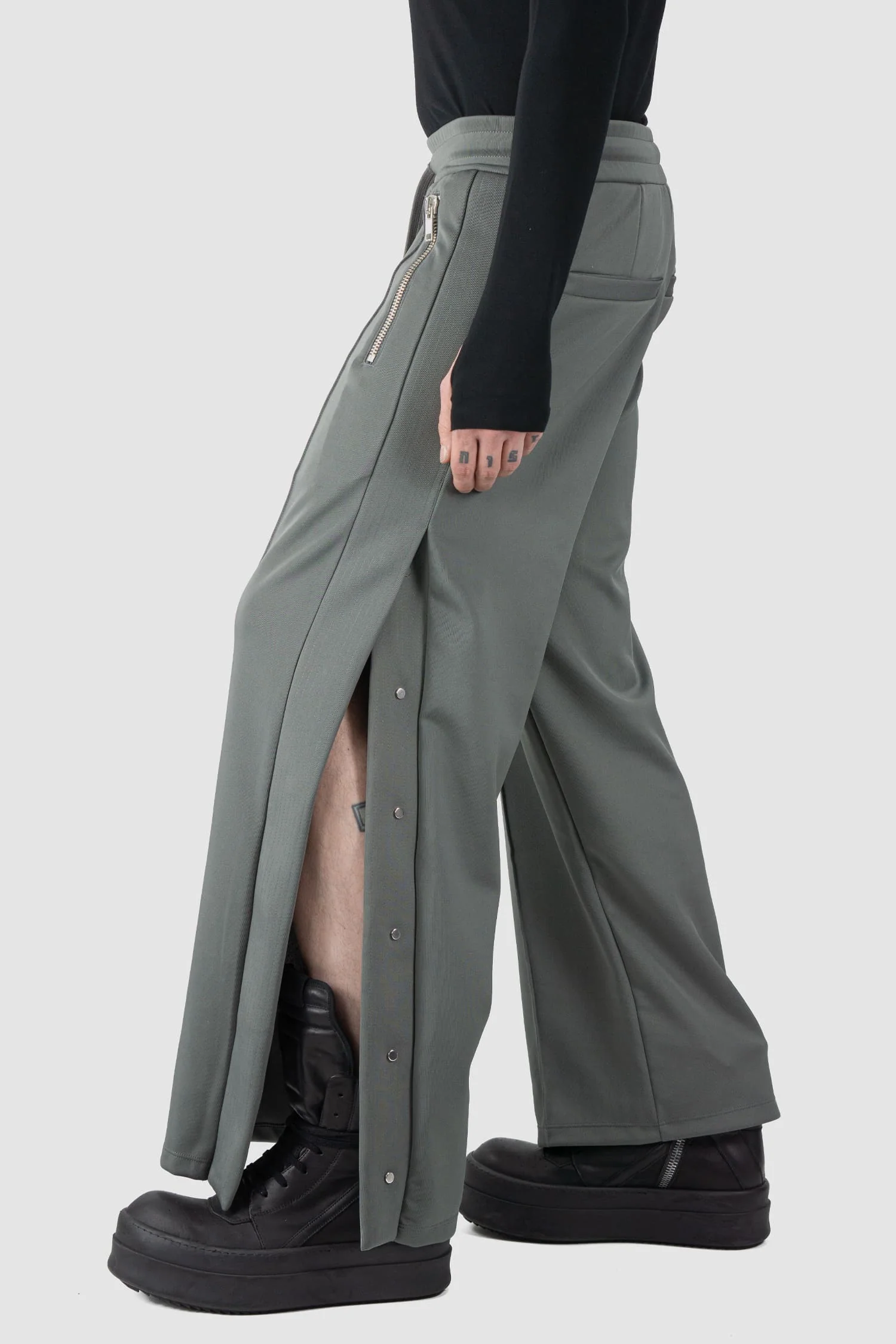 Grey Push Button Track Pants - Image 5