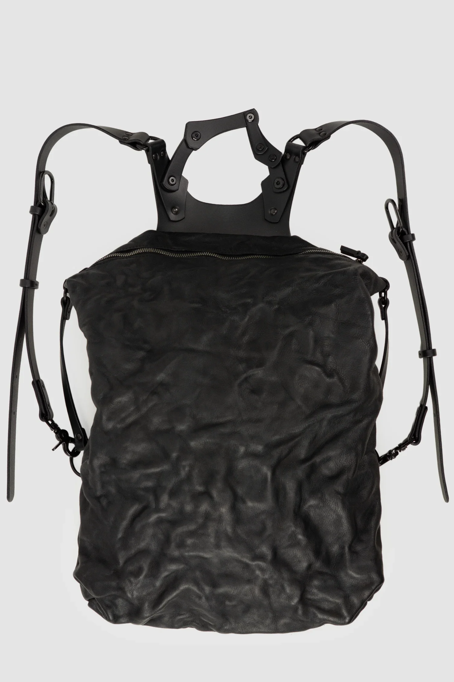 Black Crinkled Leather Backpack - Image 6