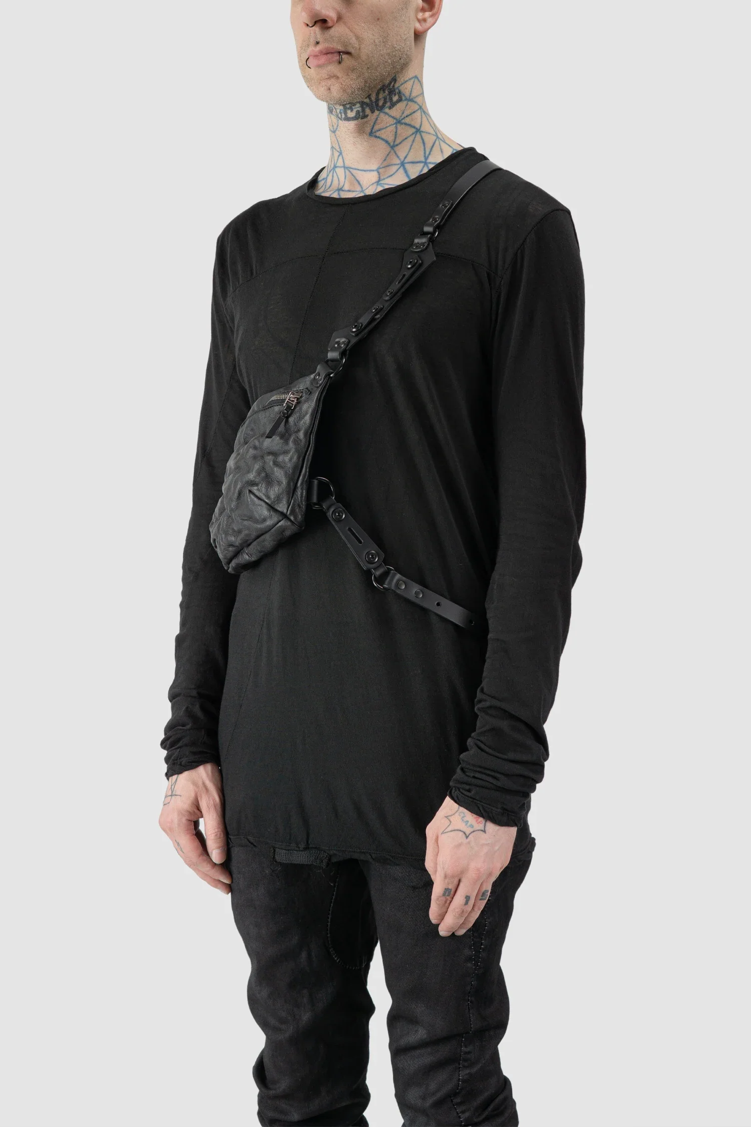 Black Harness Crossbody Leather Bag - Image 3