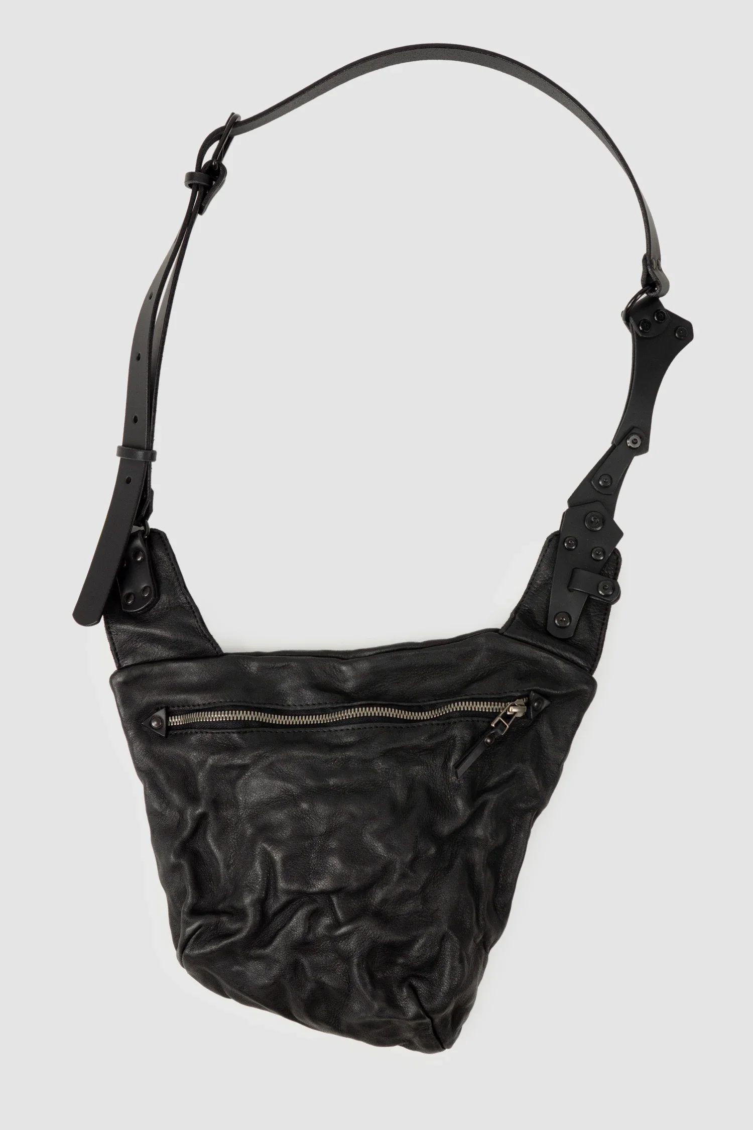 Black Medium Leather Harness Crossbody Bag - Image 6
